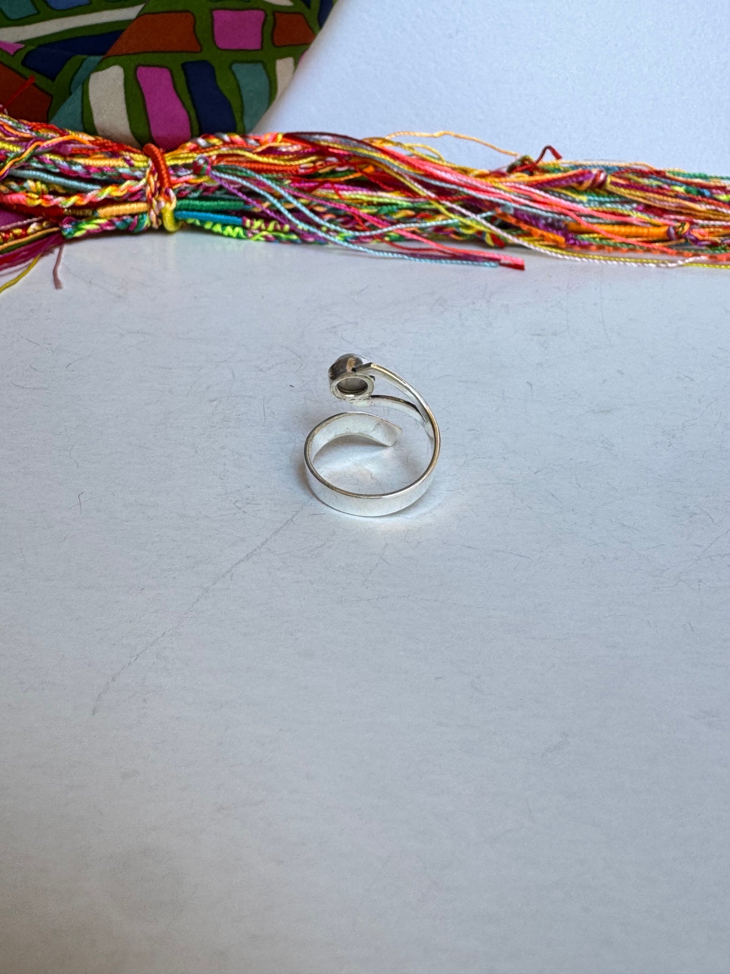 Anello boho argentato pietra di luna