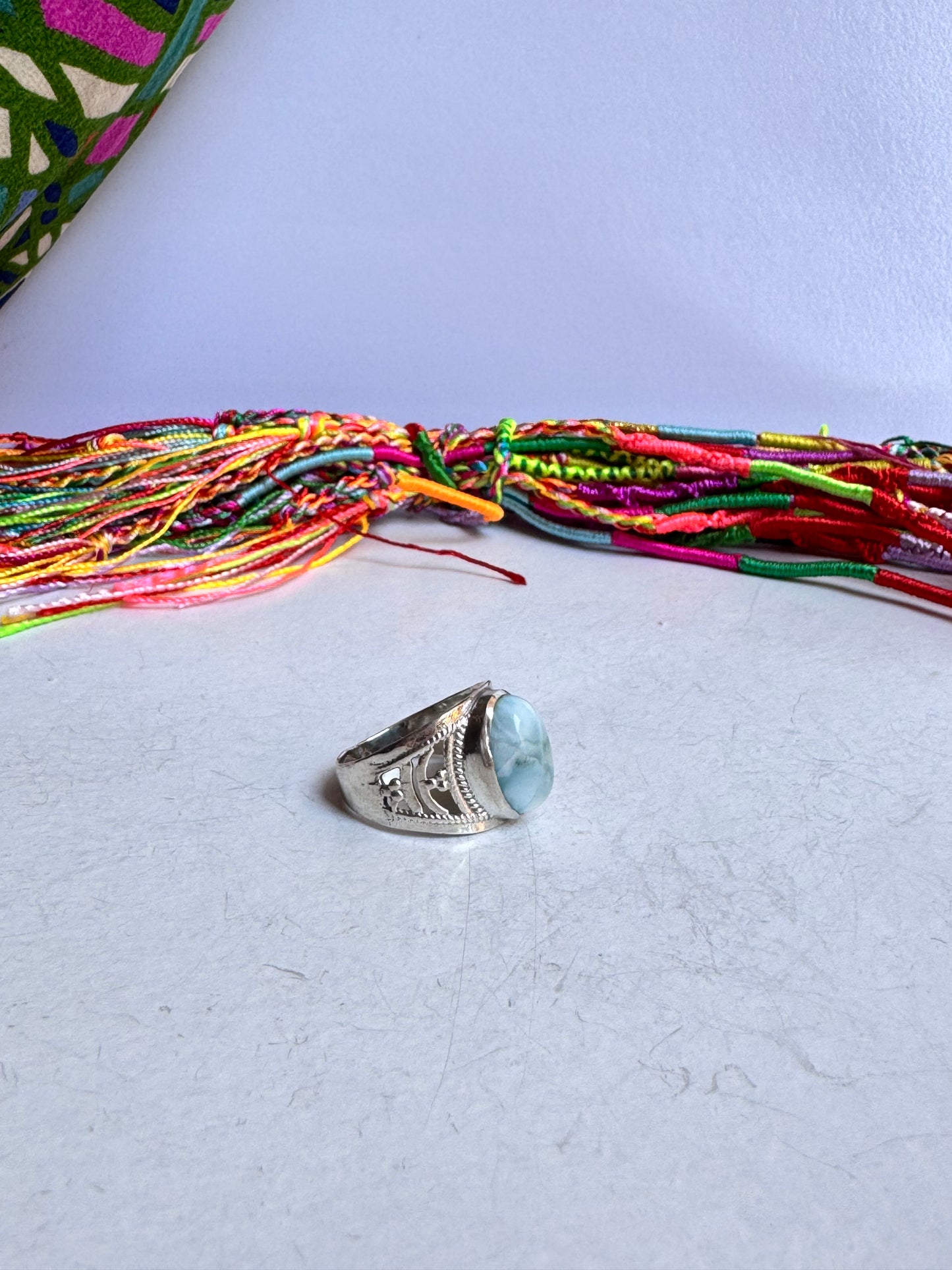 Anello argento 925 larimar misura 18/19 - 4UM