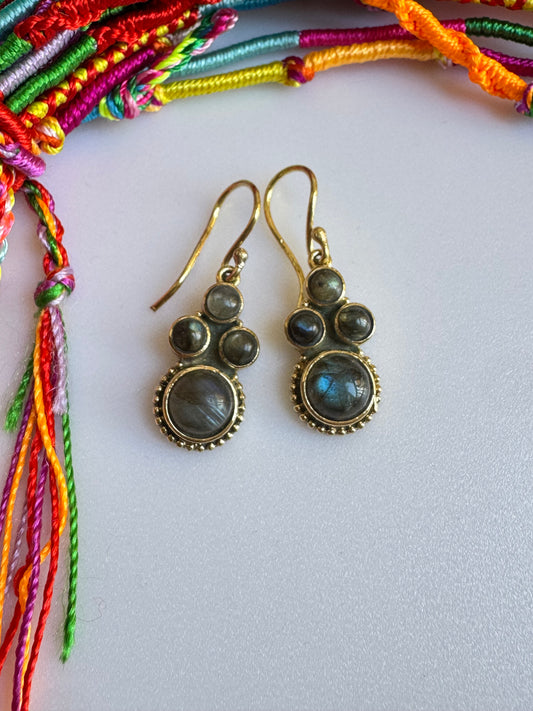 Orecchini boho dorato labradorite V5