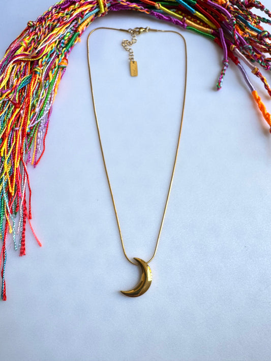Collana acciaio dorato luna