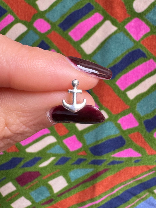 Single earring lobe 925 silver anchor