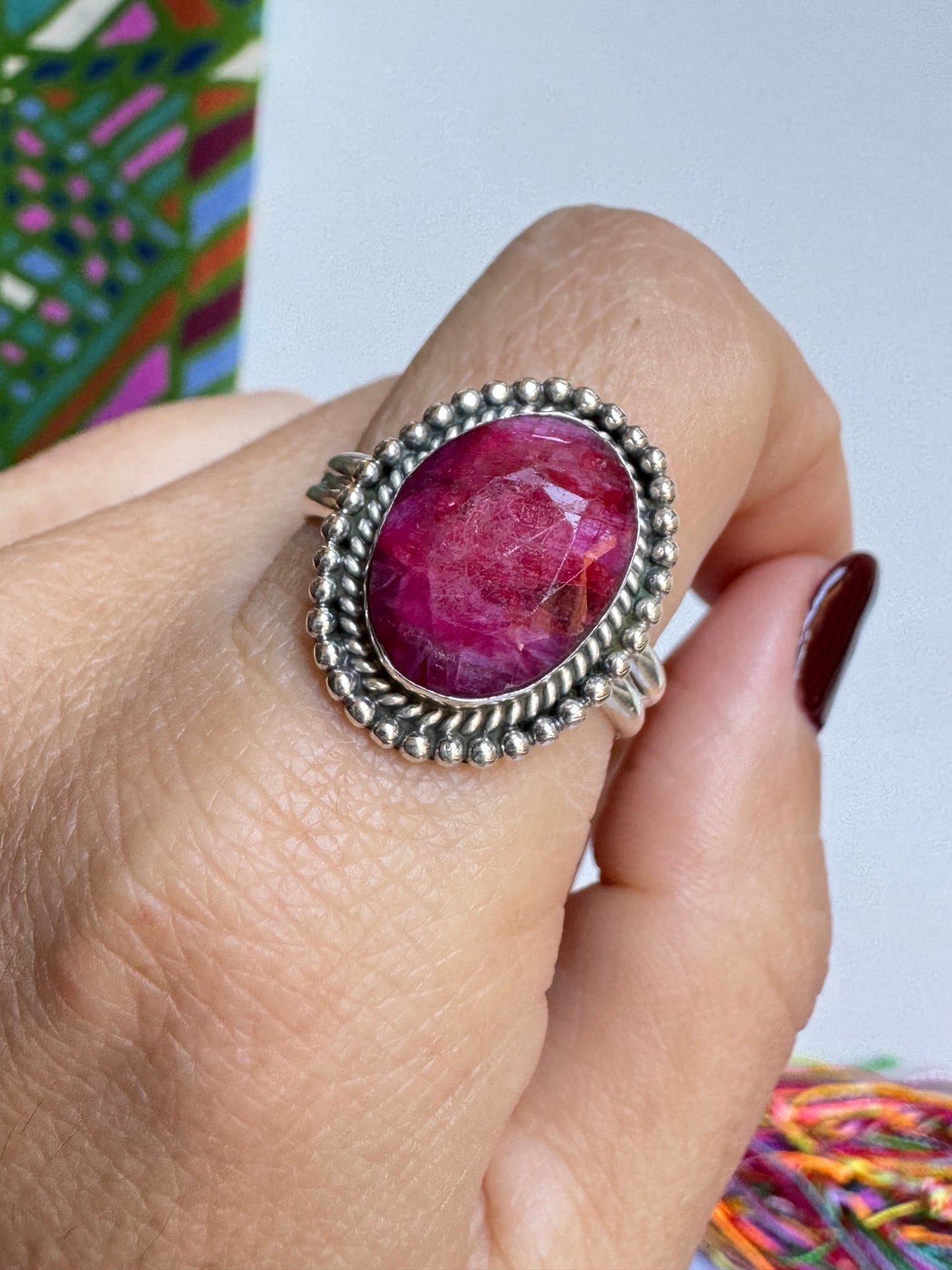 Anello argento 925 radice di rubino misura 23/24 M2