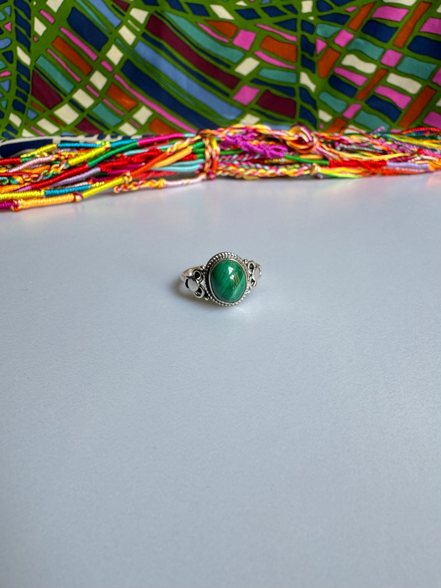 Ring aus 925er Malachitsilber, Größe 17 – Z27