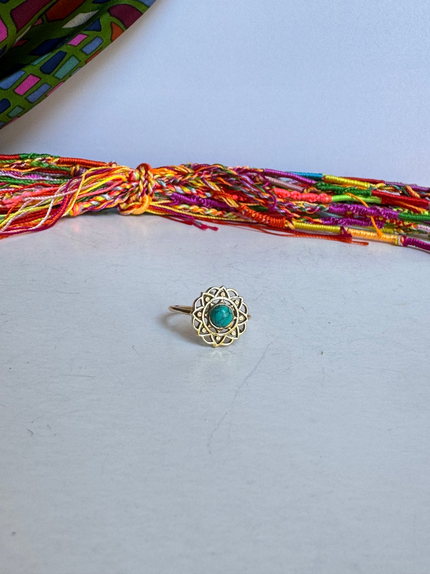 Anello boho dorato turchese