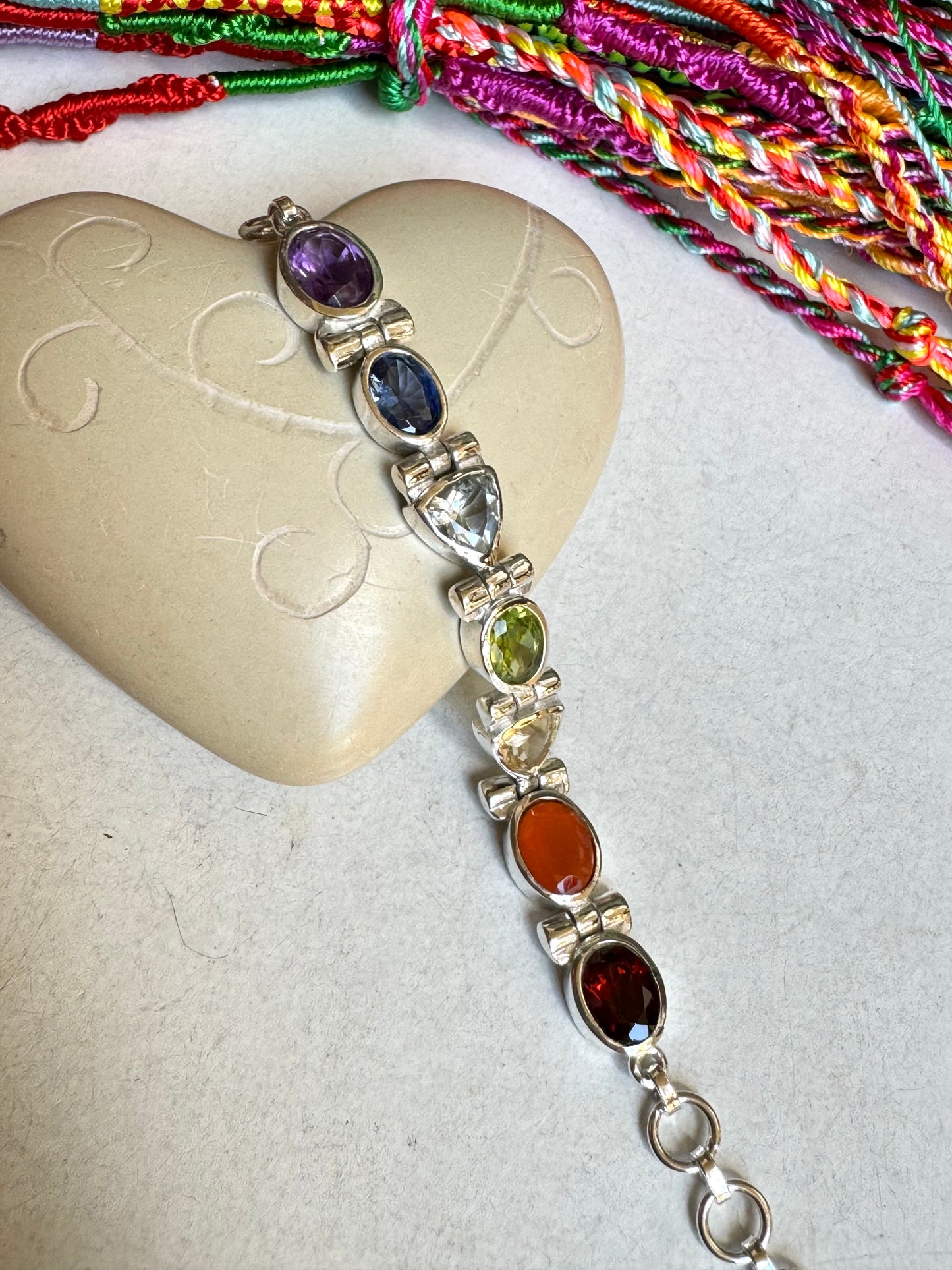 925 silver bracelet with 7 chakra stones B25