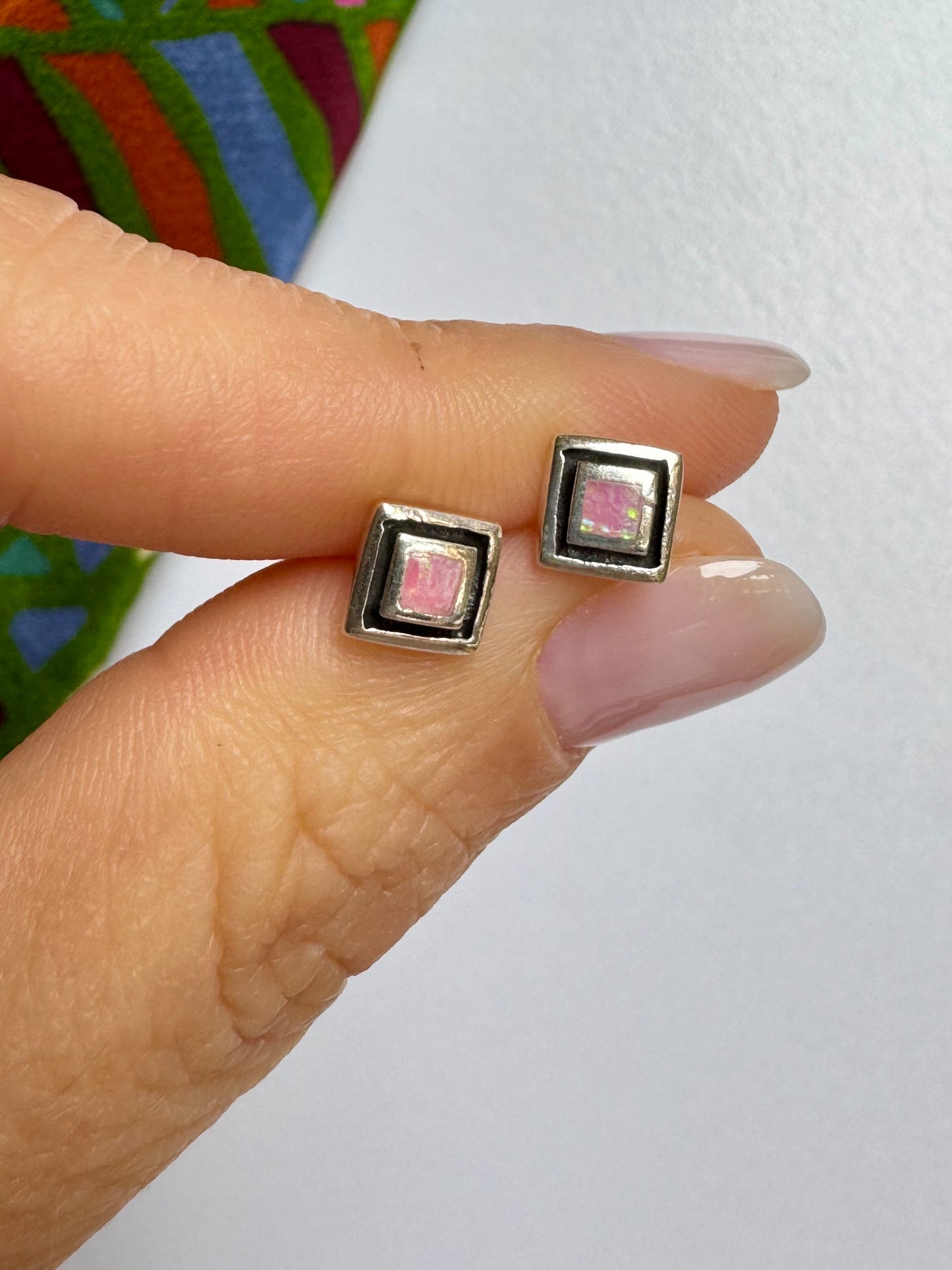 Orecchini lobo argento 925 opale rosa