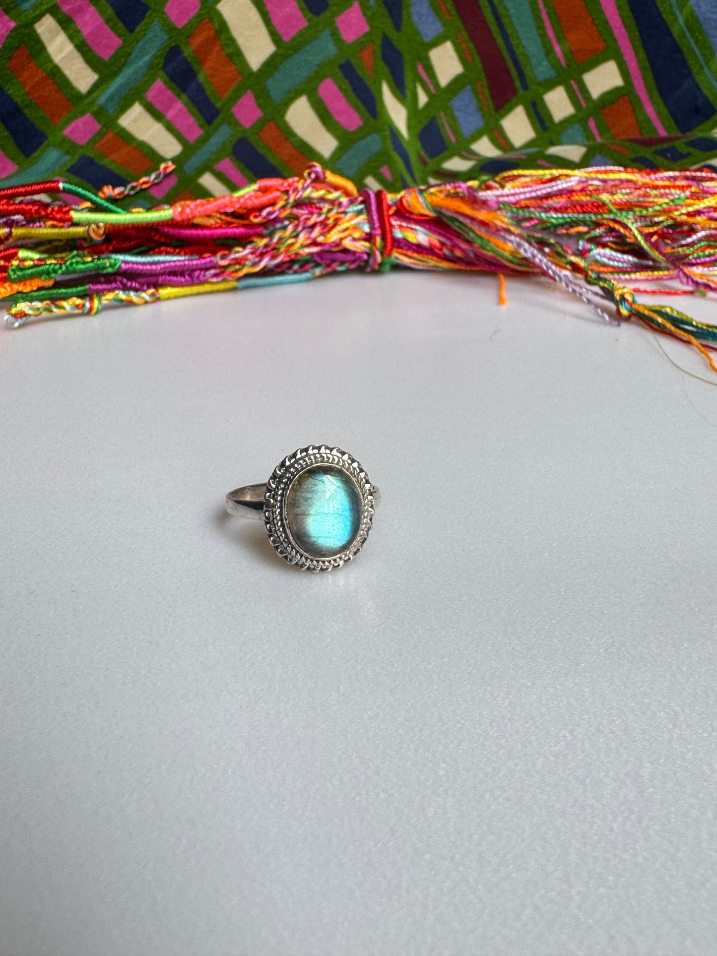 Labradoritring aus 925er Sterlingsilber, Größe 19/20 - 9LA