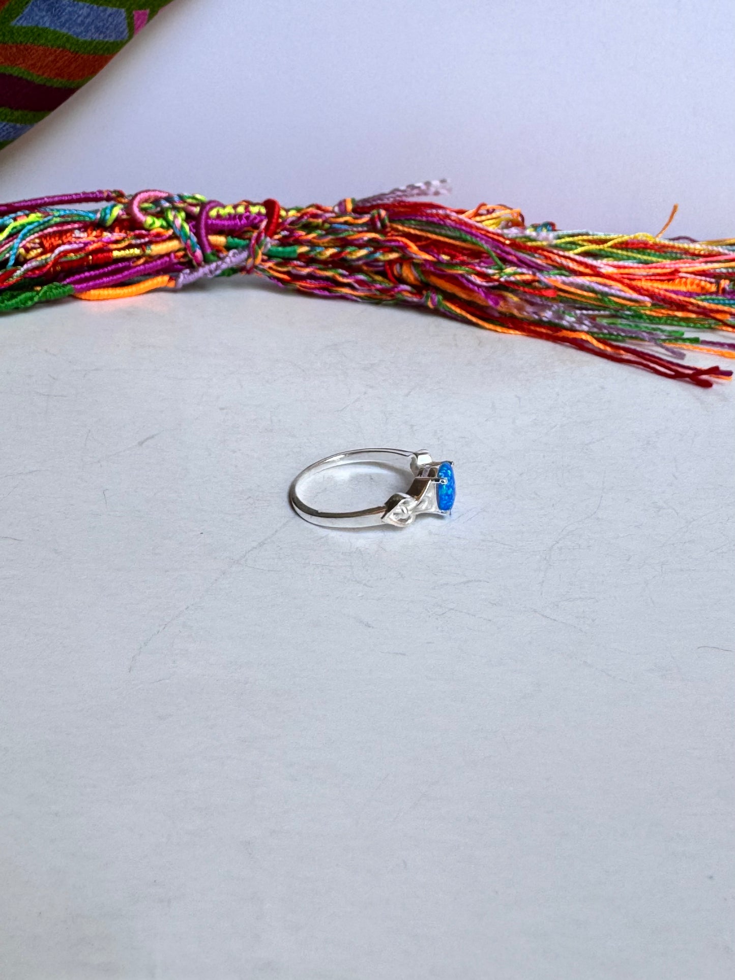 Anello argento 925 rana opale blu misura 19/20 7OP