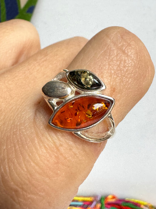 Anello argento 925 ambra misura 21/22 - 18AMB