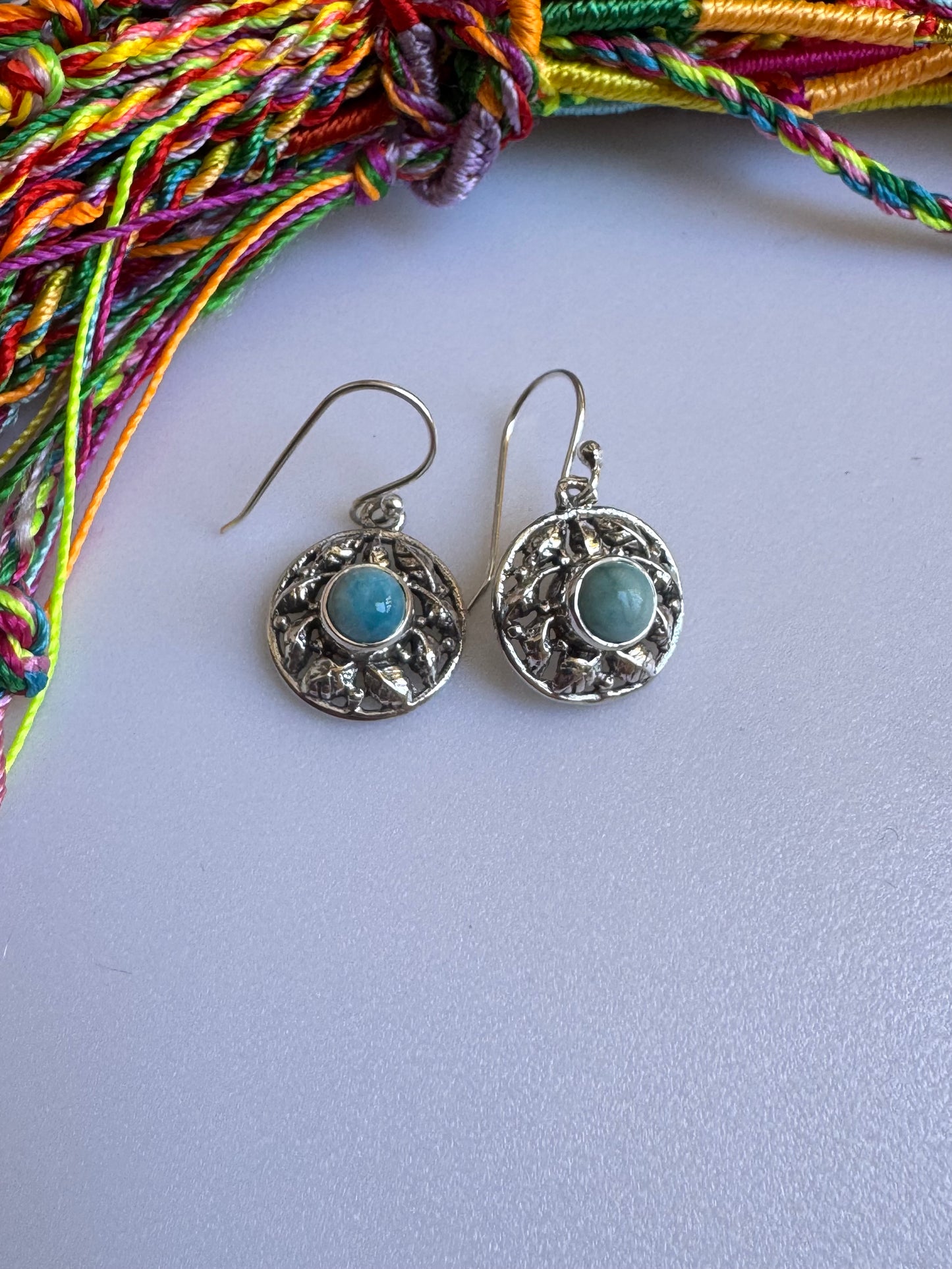 925 silver larimar earrings R33