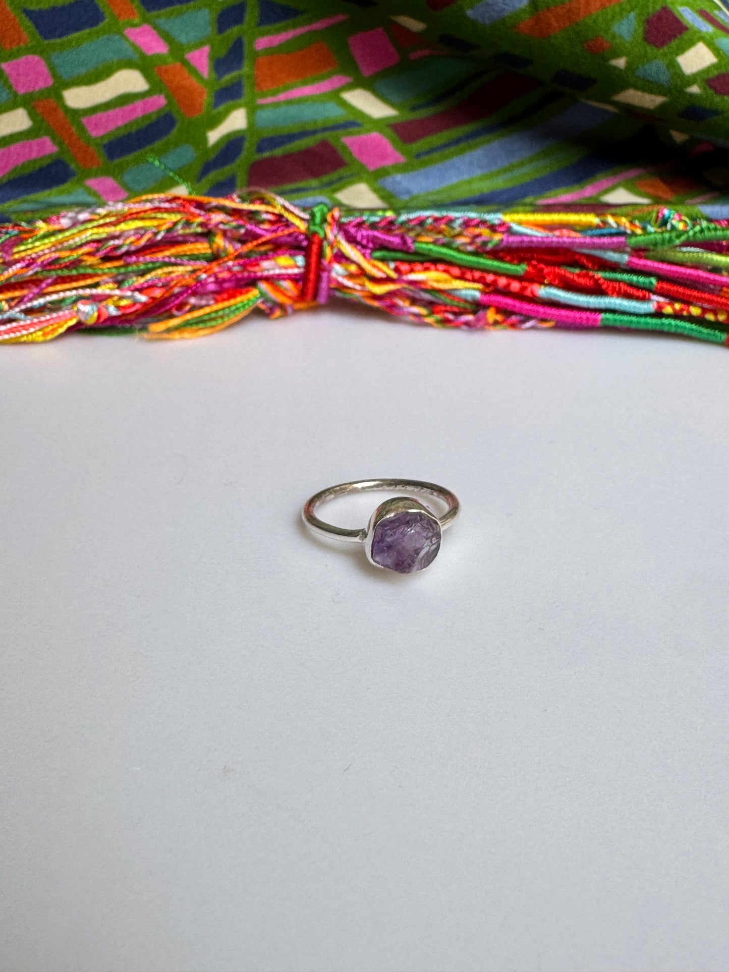 925 silver ring with raw amethyst, size 18 - 11A