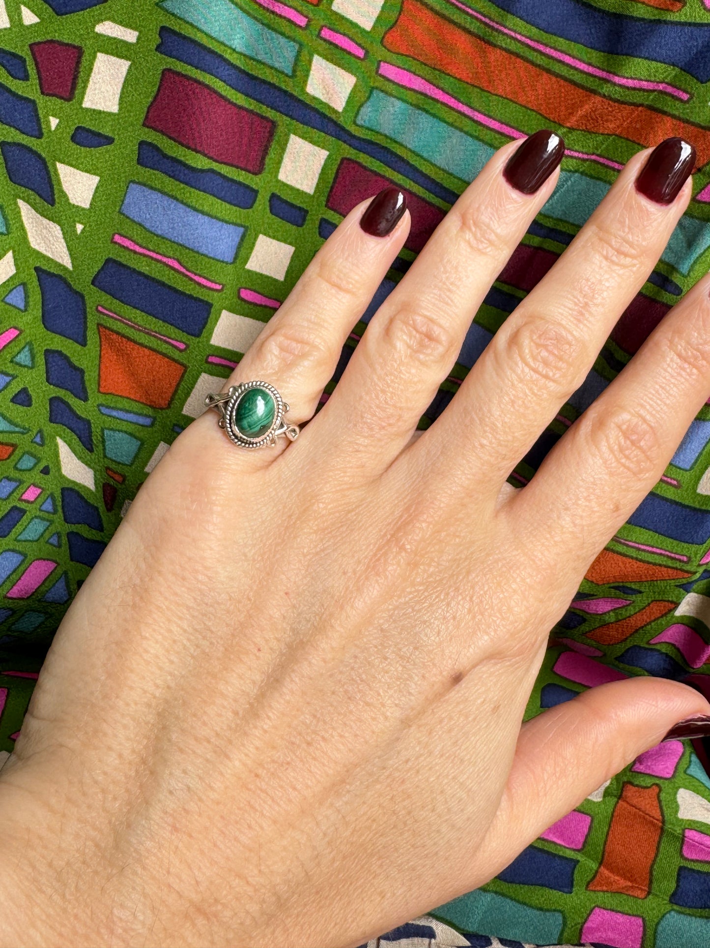 P6 malachite 925 silver ring