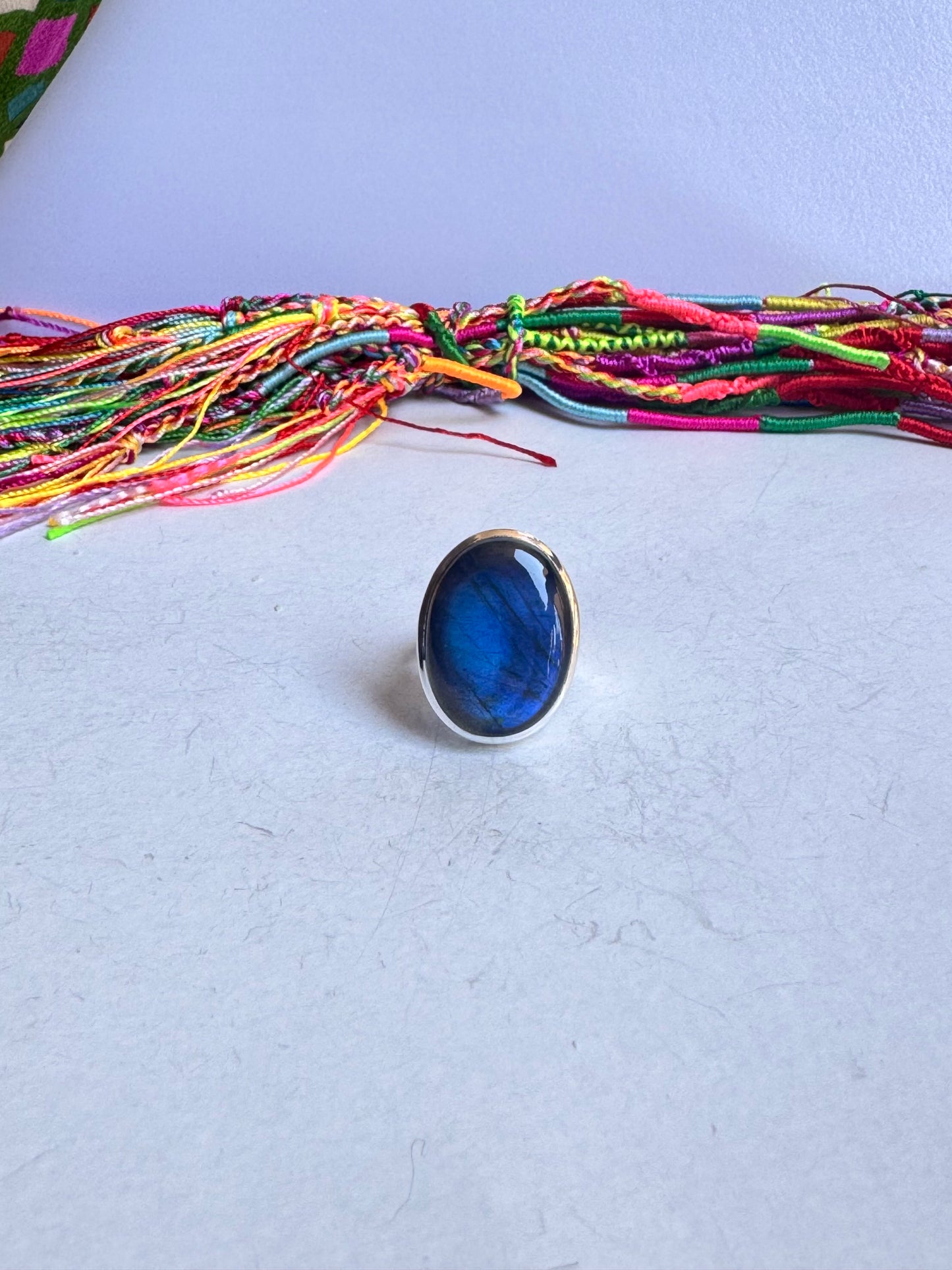 Anello argento 925 labradorite regolabile da misura 15 - 3UM