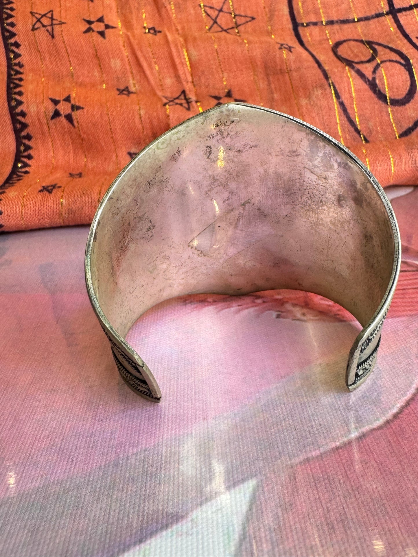 Antique vintage lapis lazuli open slave bracelet