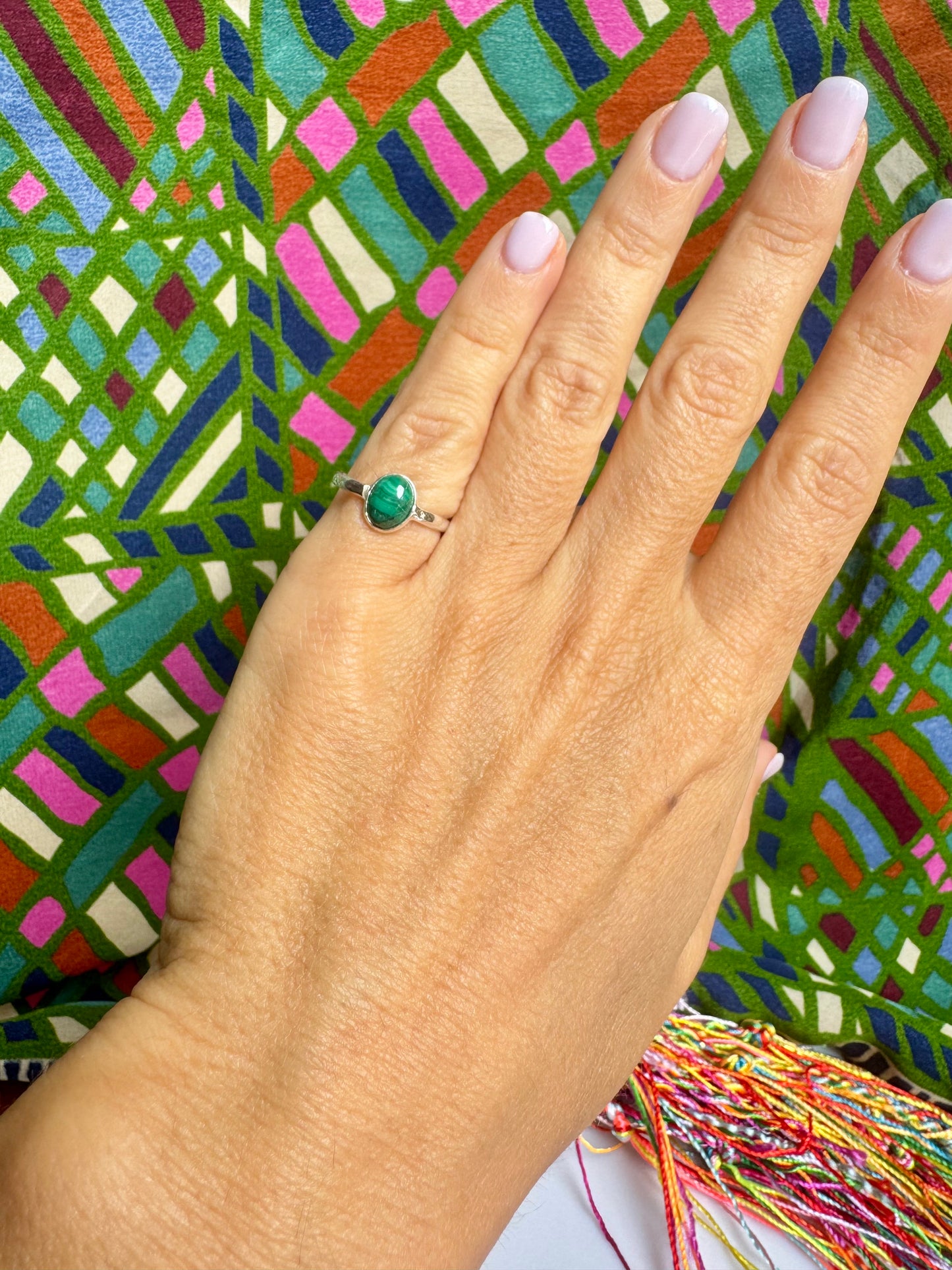 925 silver malachite ring size 9/10 - G20