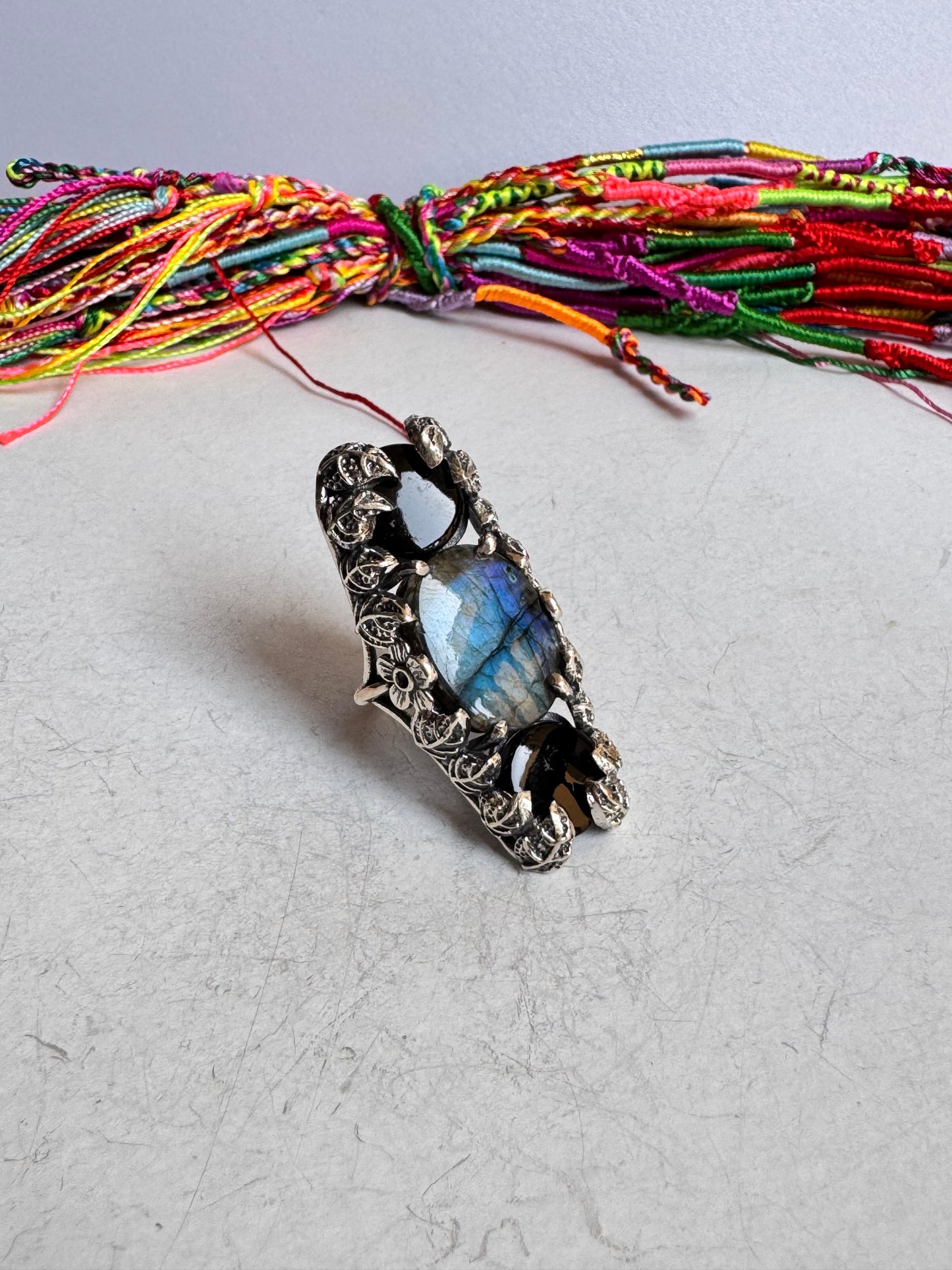Anello argento 925 labradorite misura 21 4V