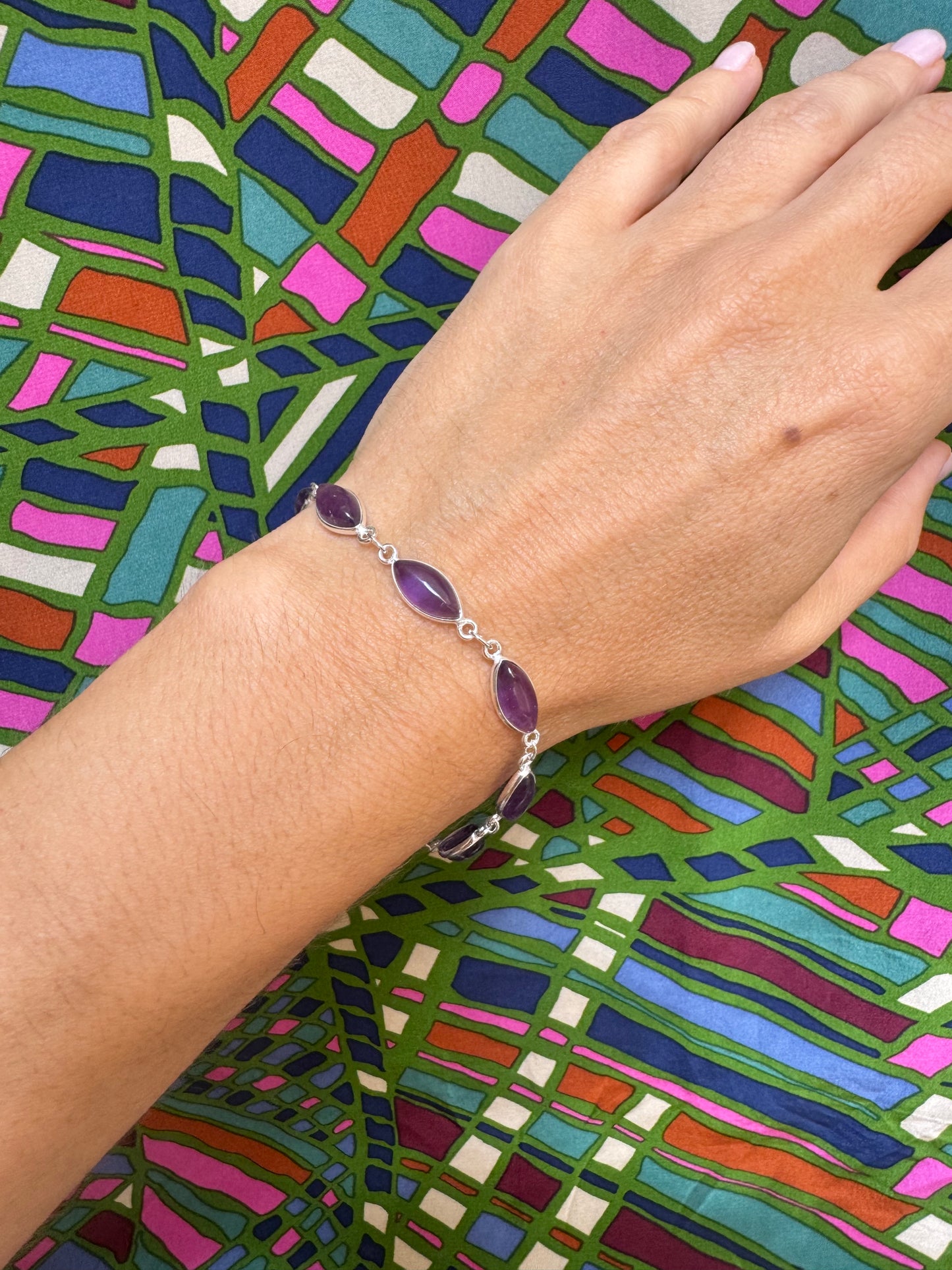 925 silver amethyst bracelet B53