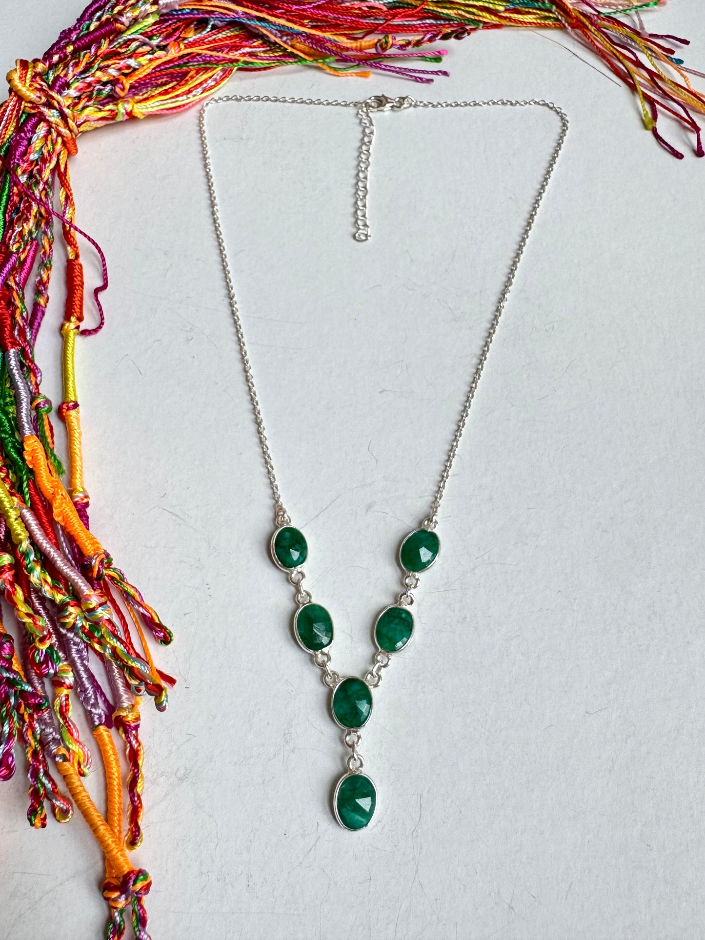 Collana argento 925 radice di smeraldo