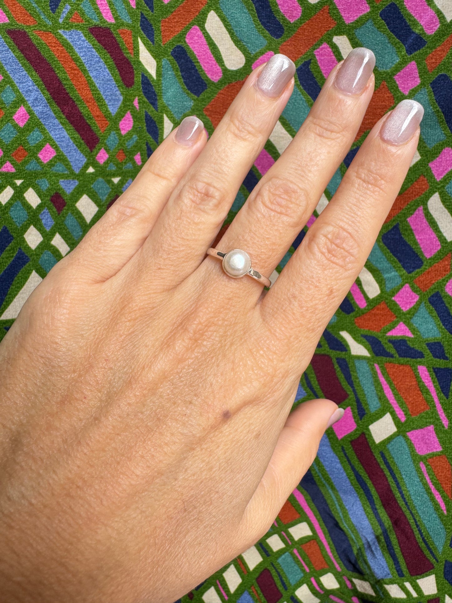 Anello argento 925 perla di fiume misura 14 - 5AM