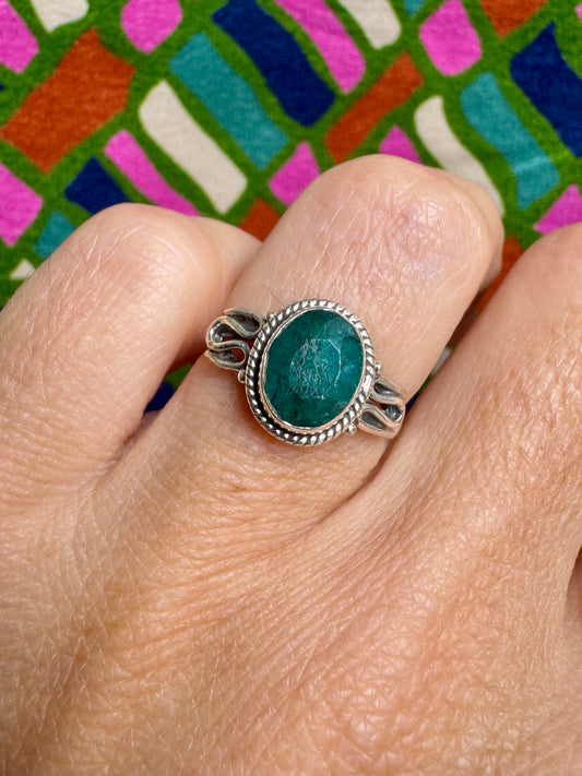 925 silver ring with emerald root, size 12/13 - 1RS