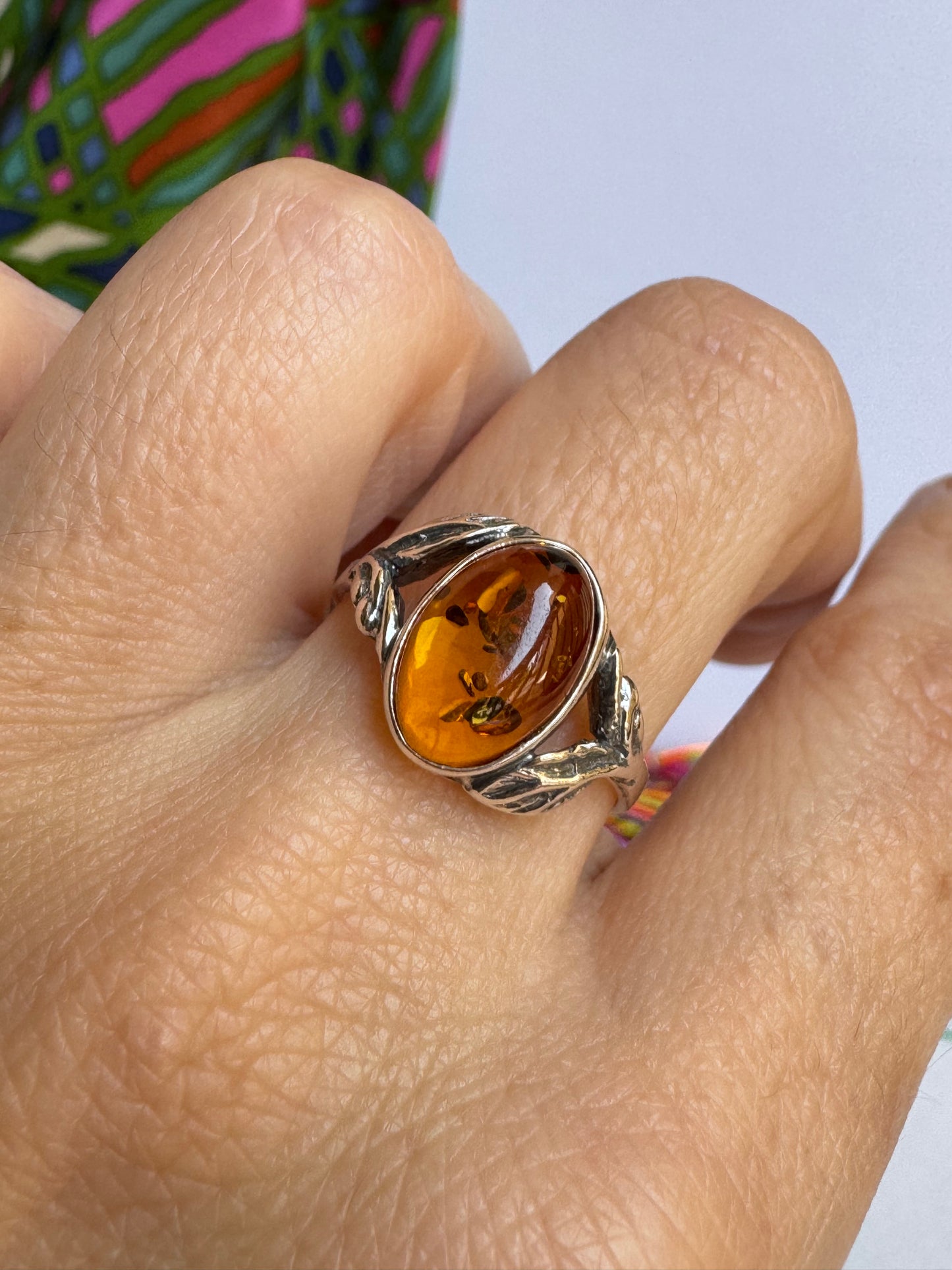 Anello argento 925 ambra misura 18 - 33AMB