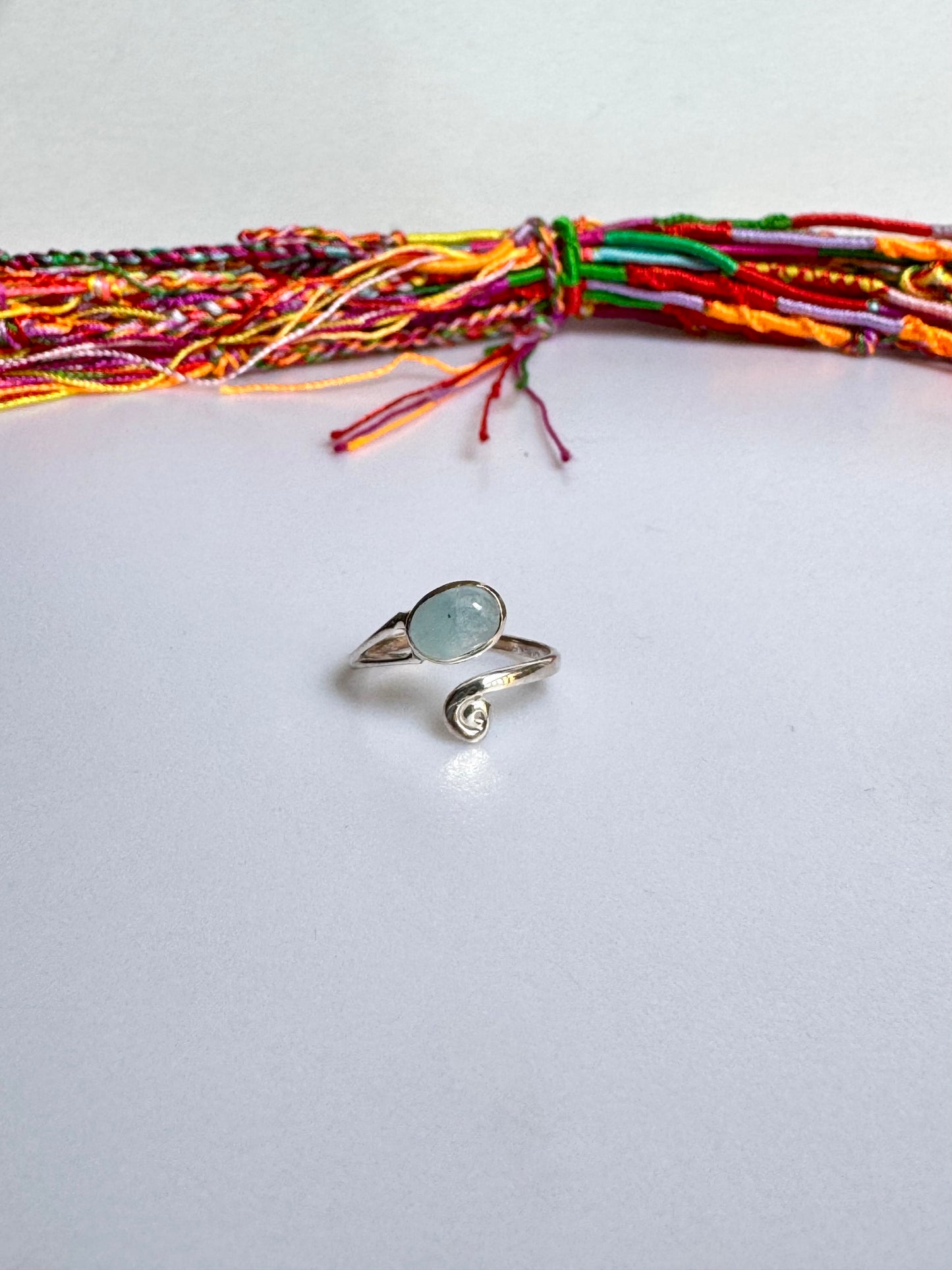 Anello argento 925 regolabile acquamarina misura 16 - 1SZ