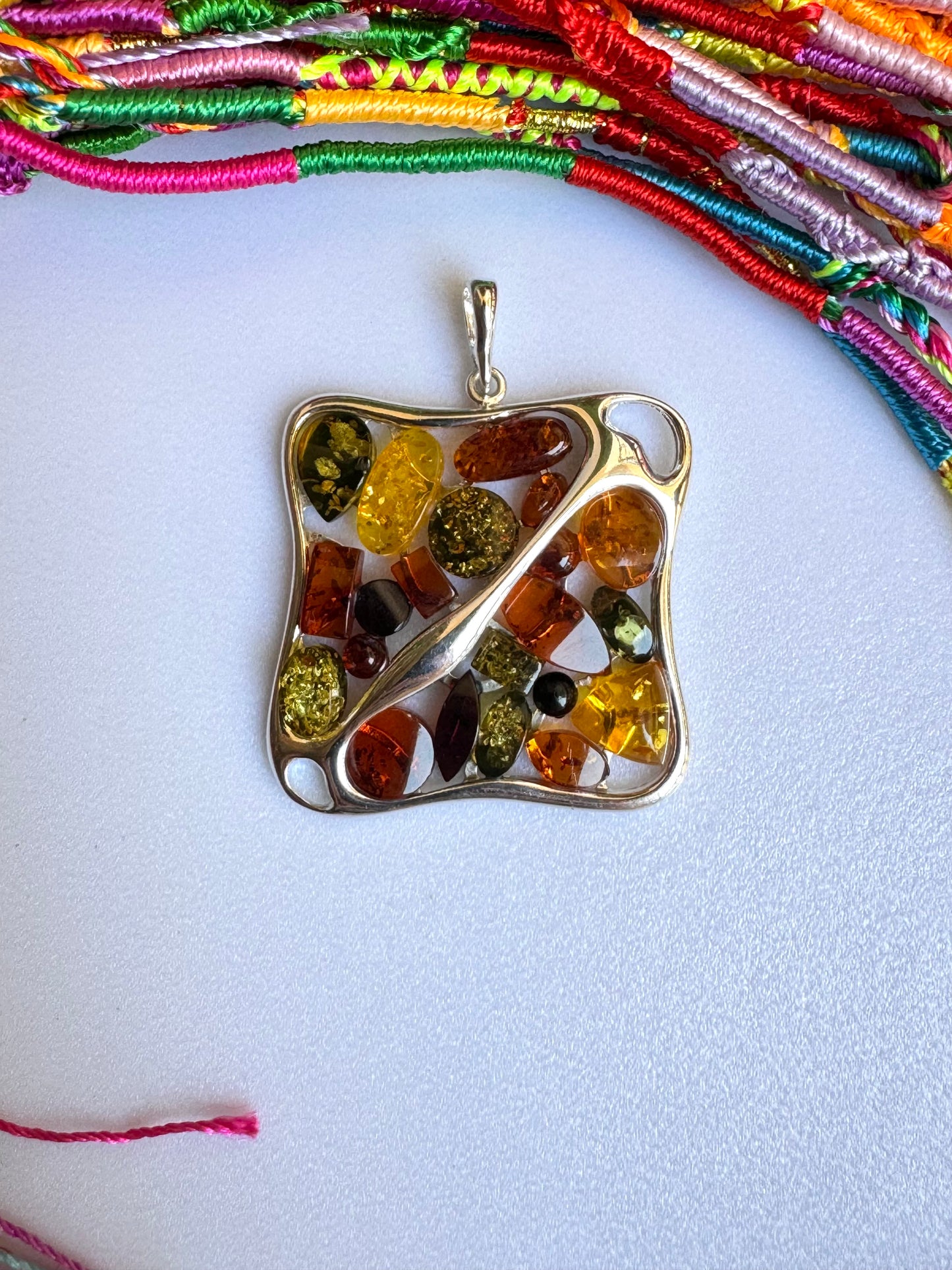 C14 amber 925 silver pendant