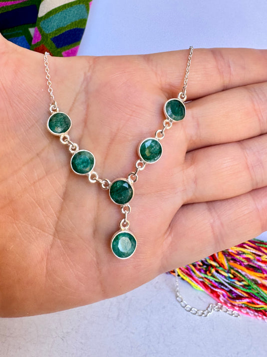 Collana argento 925 radice di smeraldo