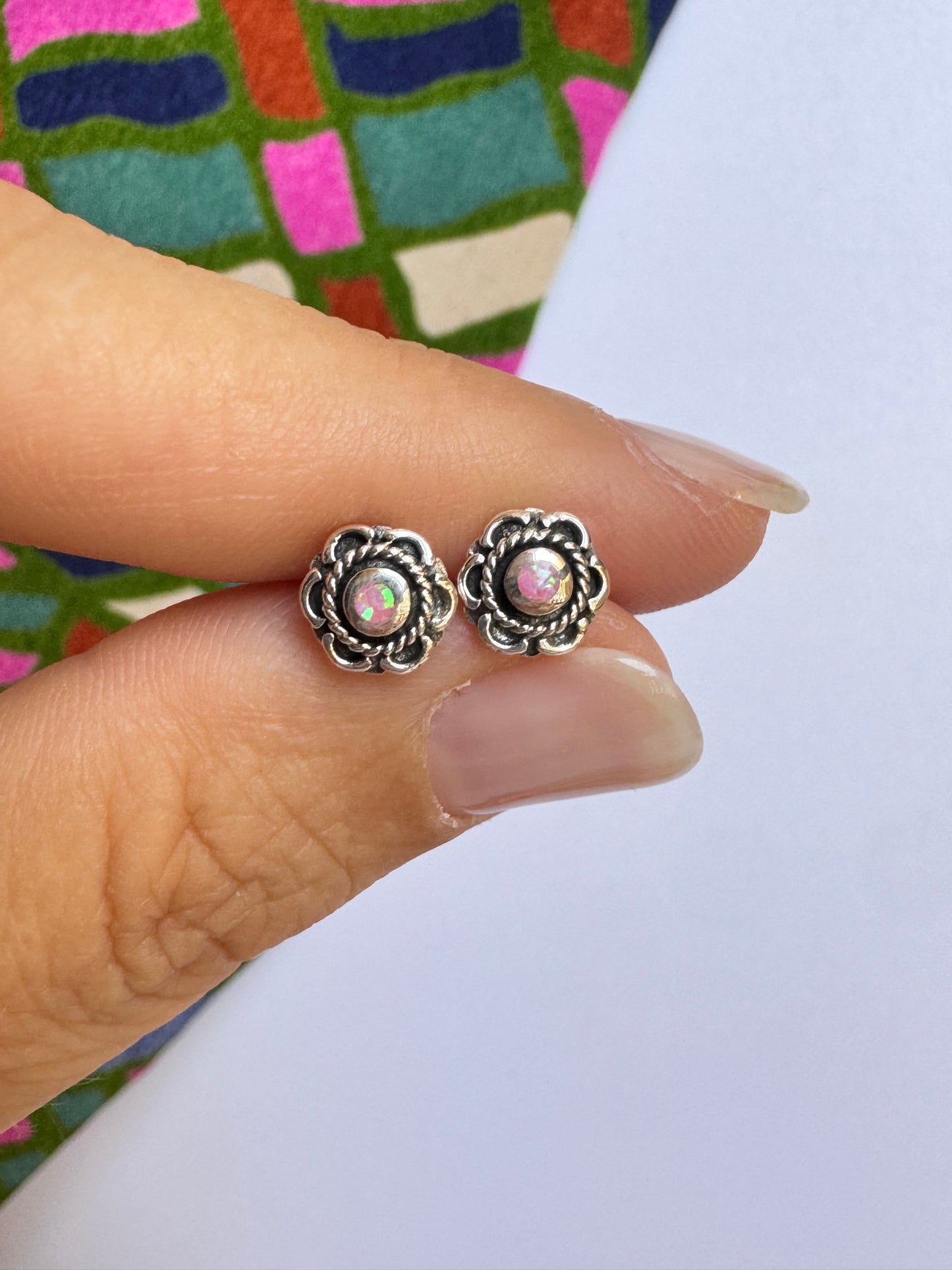 Orecchini lobo argento 925 opale rosa