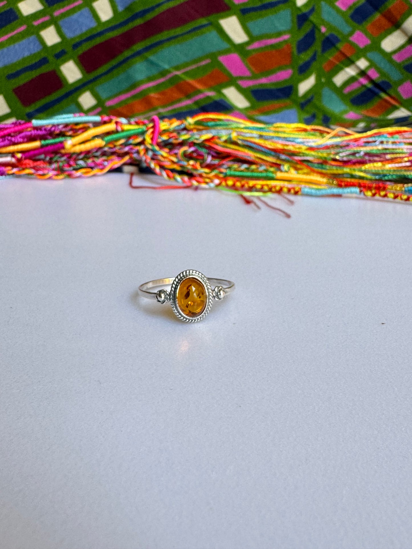 Amber Silver Ring 17A