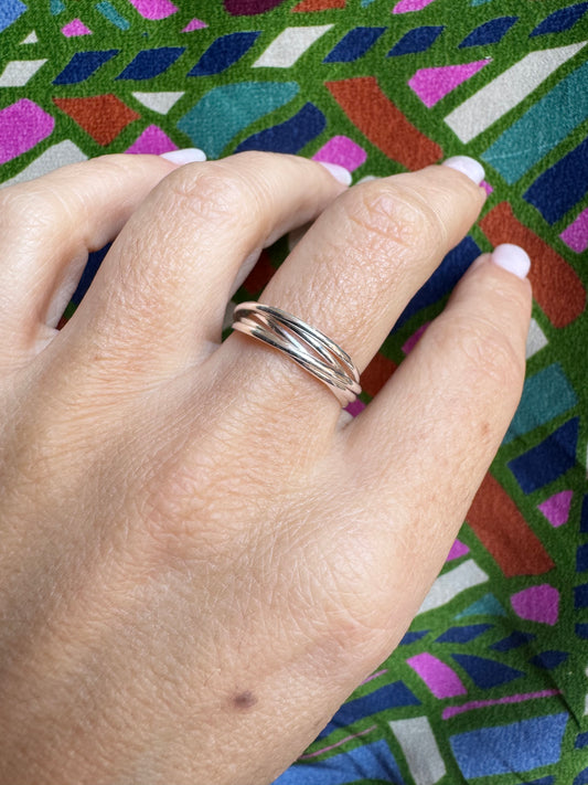 925 silver ring 5 strands size 13/14- Z50