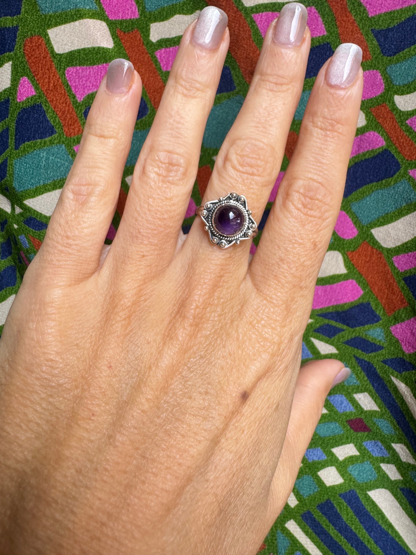 925 silver amethyst ring size 15 - 2A