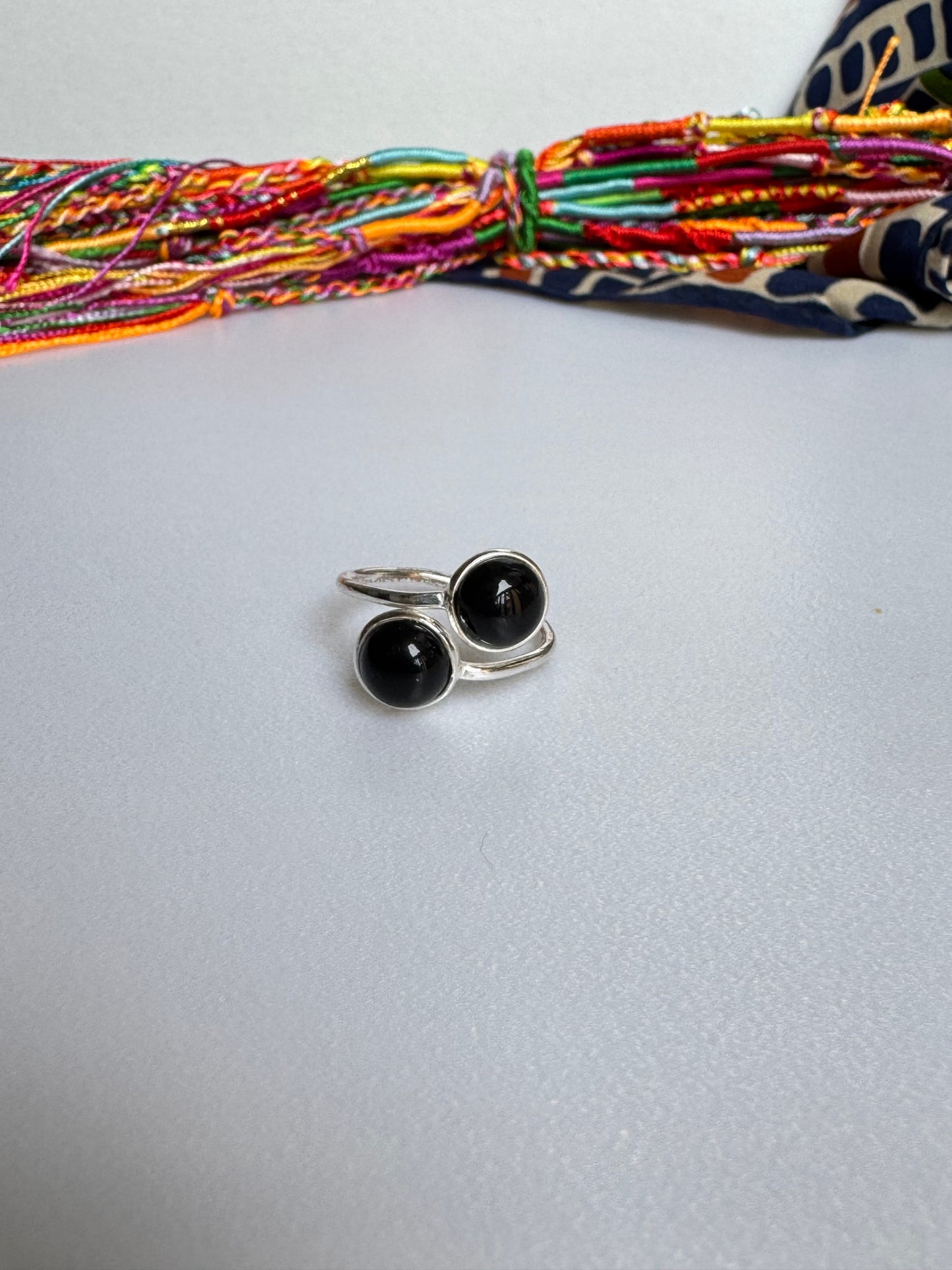 Anello argento 925 onice nero regolabile da misura 19 - 6ON