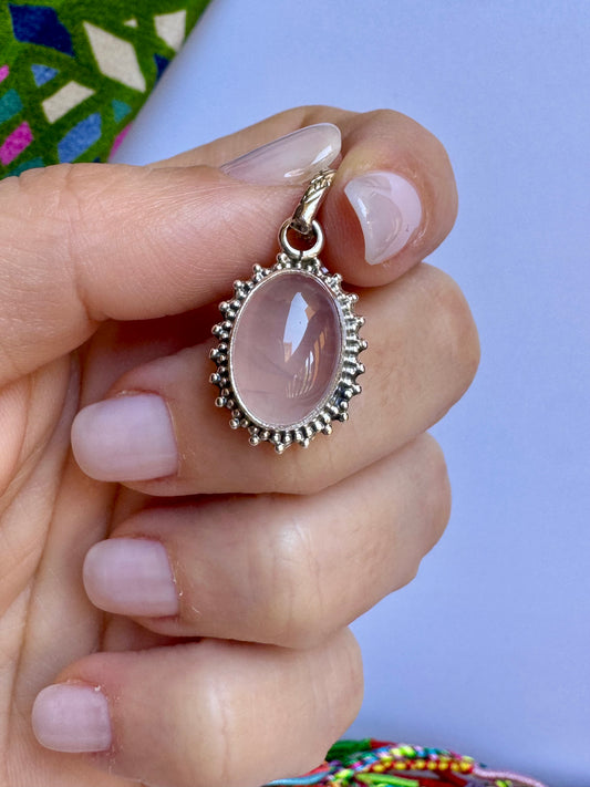 Ciondolo argento 925 quarzo rosa 5AQ