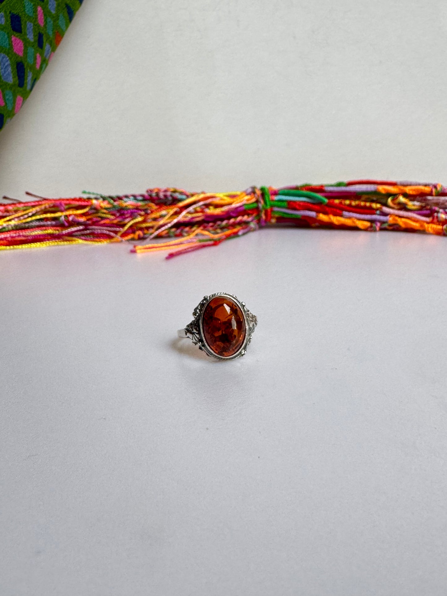 Anello argento 925 ambra misura 18/19 - 26AMB