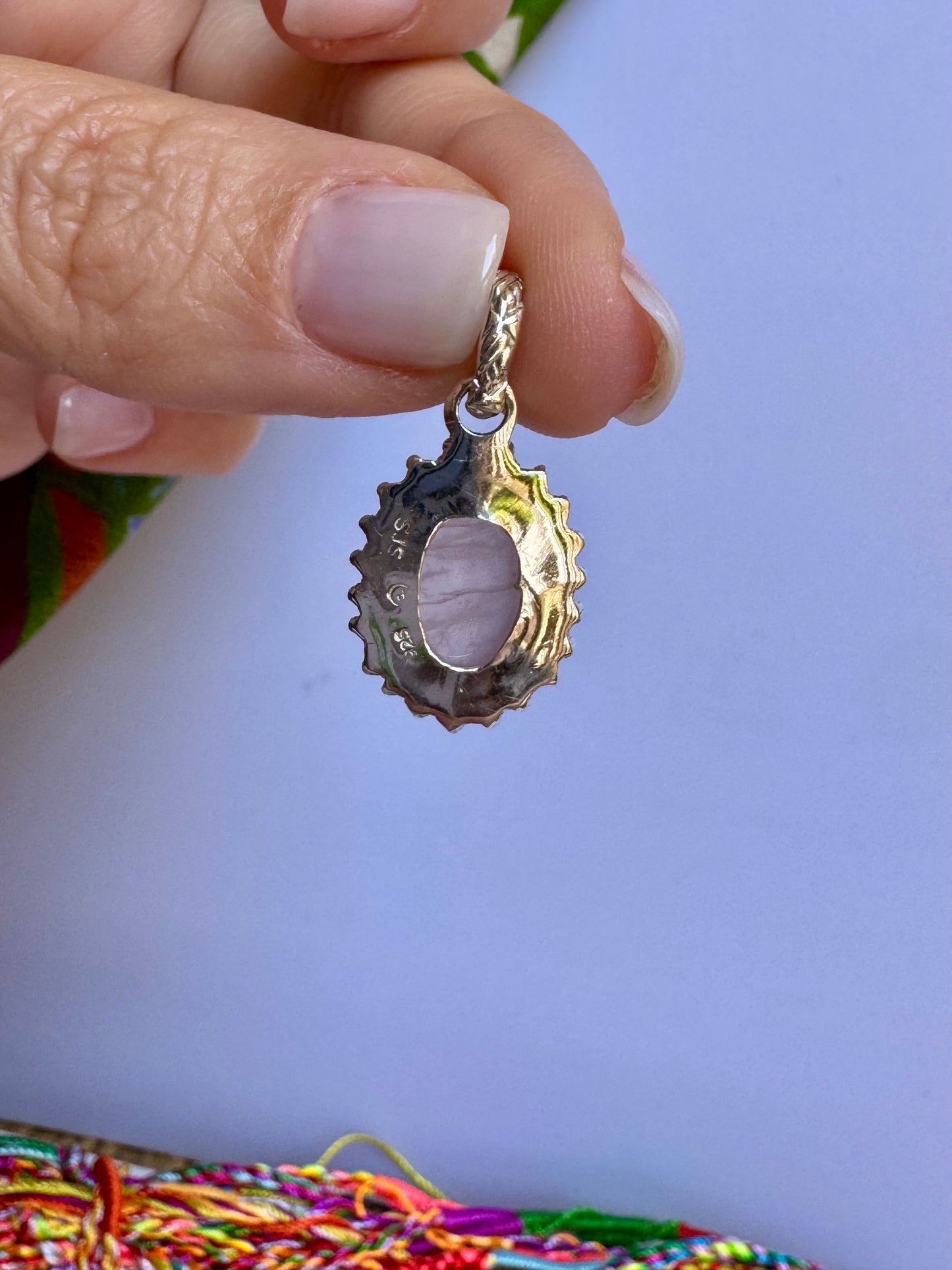 Ciondolo argento 925 quarzo rosa 5AQ