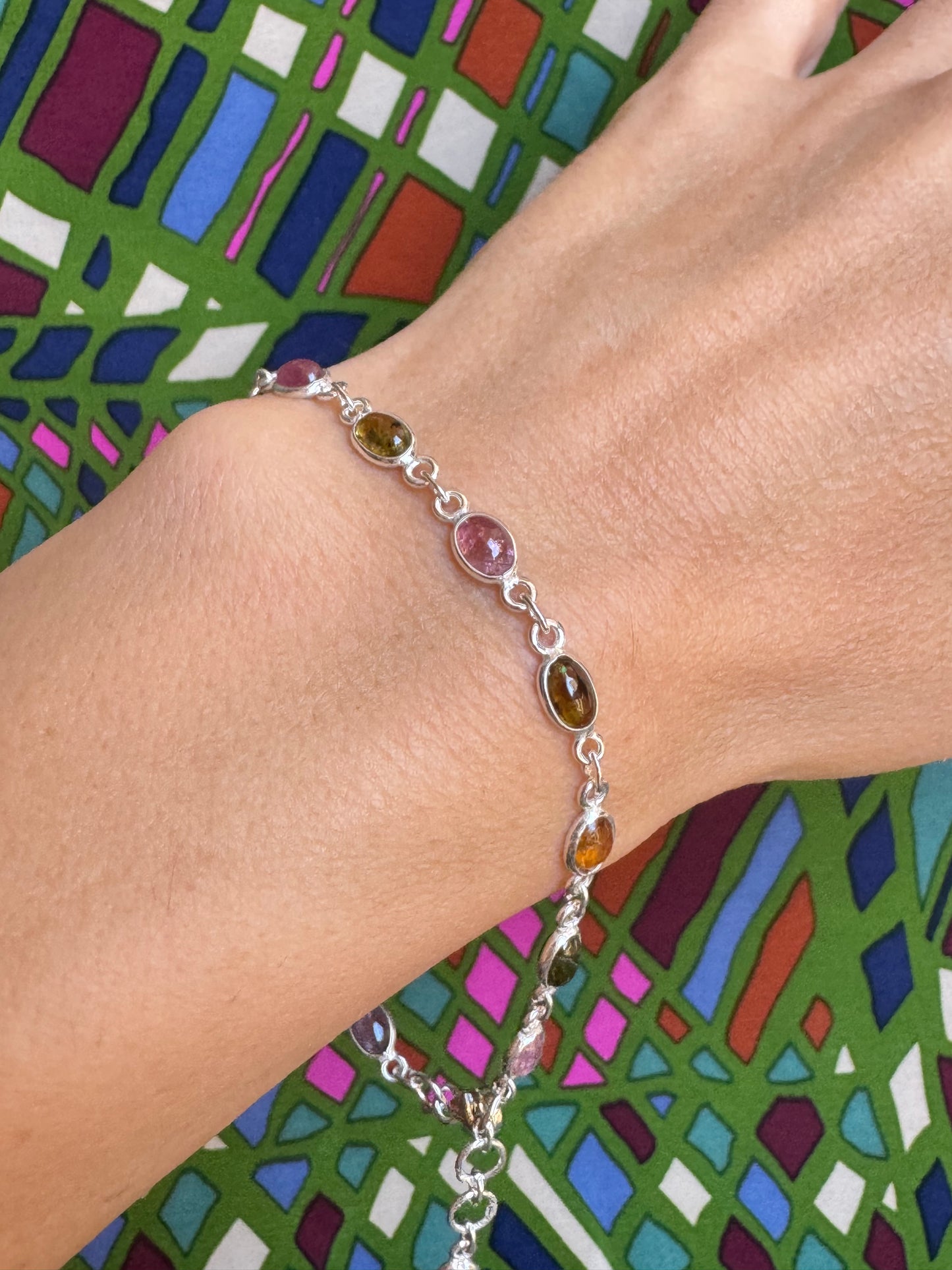 925 Silber Turmalin Armband B63