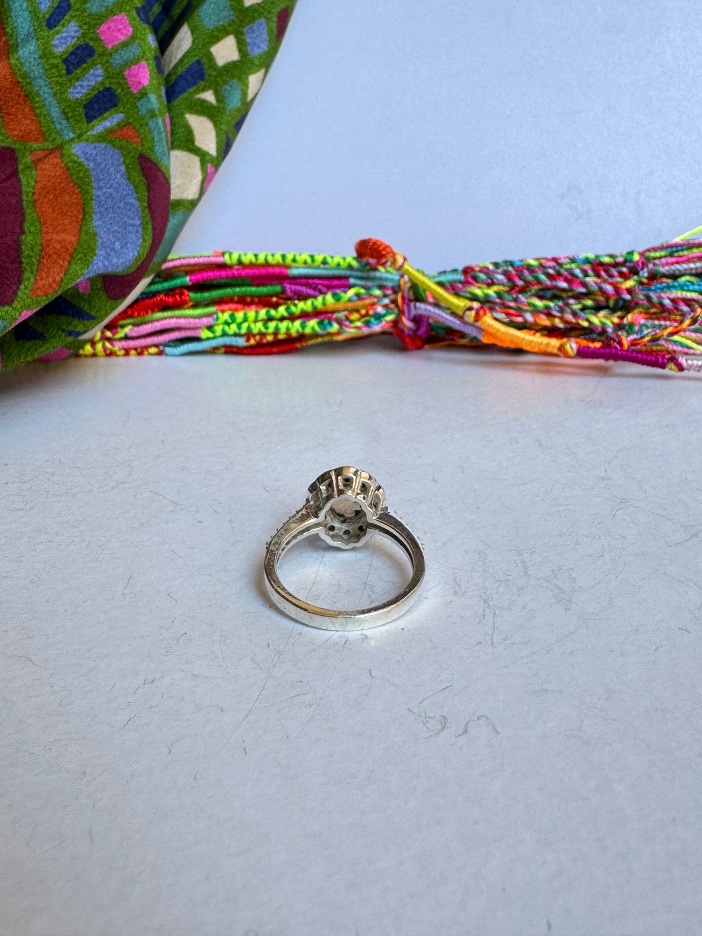 Anello argento 925 opale bianca e marcassiti misura 17 - 7OP