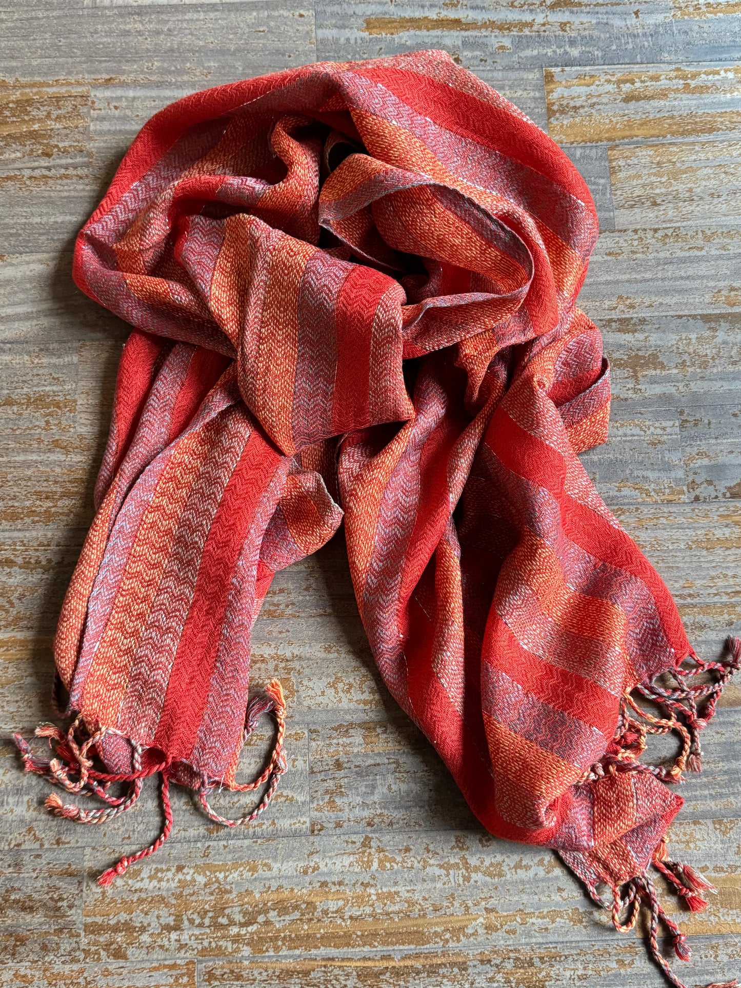 Pashmina scarf stole India orange and light blue