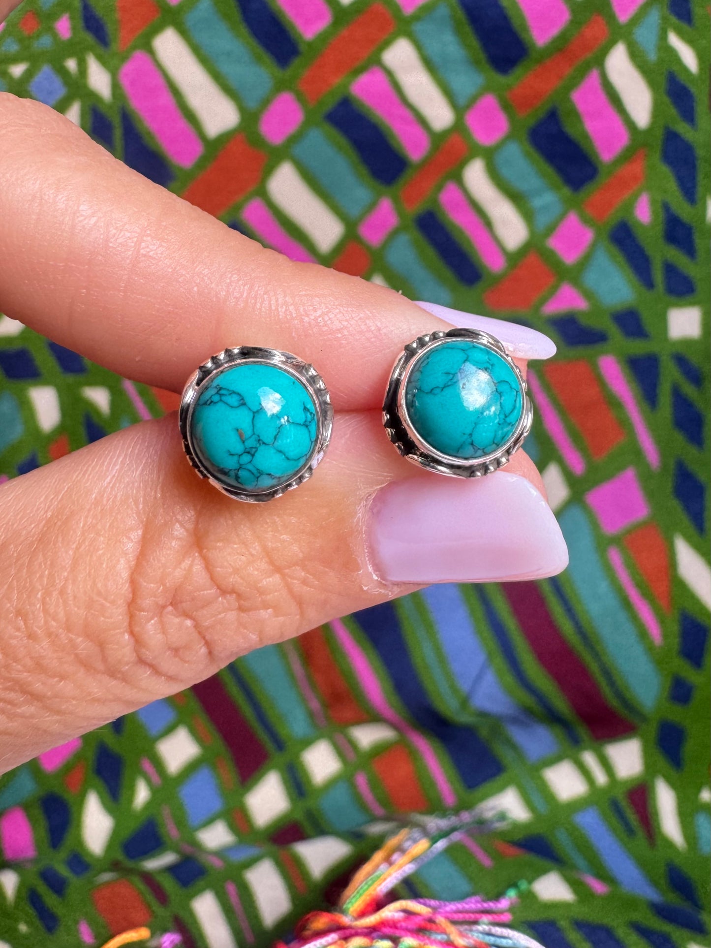 925 silver stud earrings with turquoise howlite