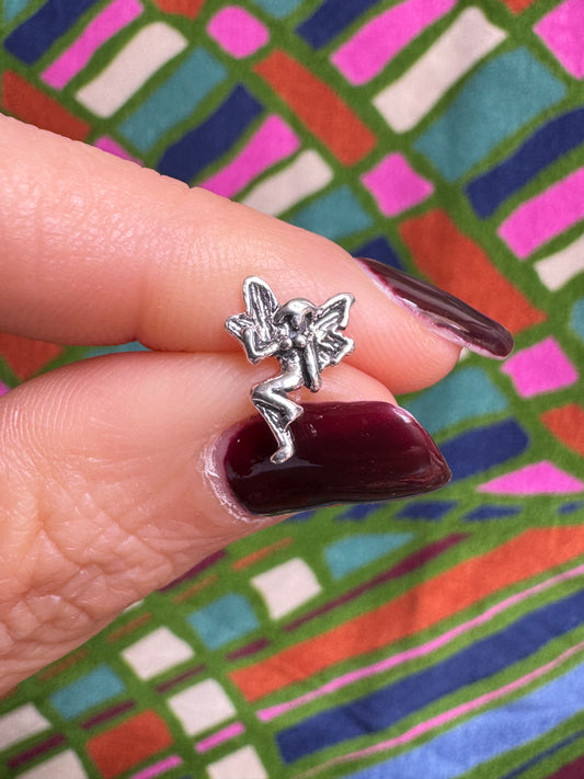 Single earring lobe 925 silver fairy