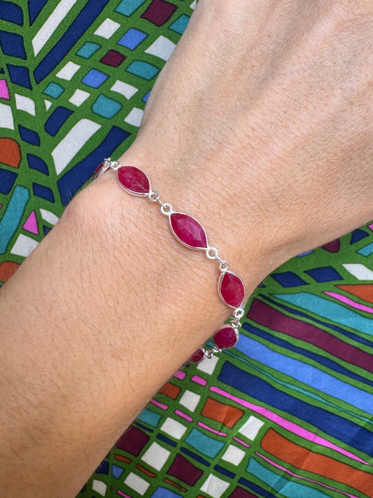 925 Silber Armband mit Rubinwurzel B55