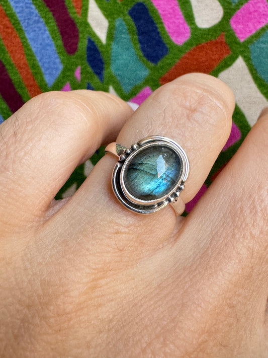 Labradorite Silver Ring T81