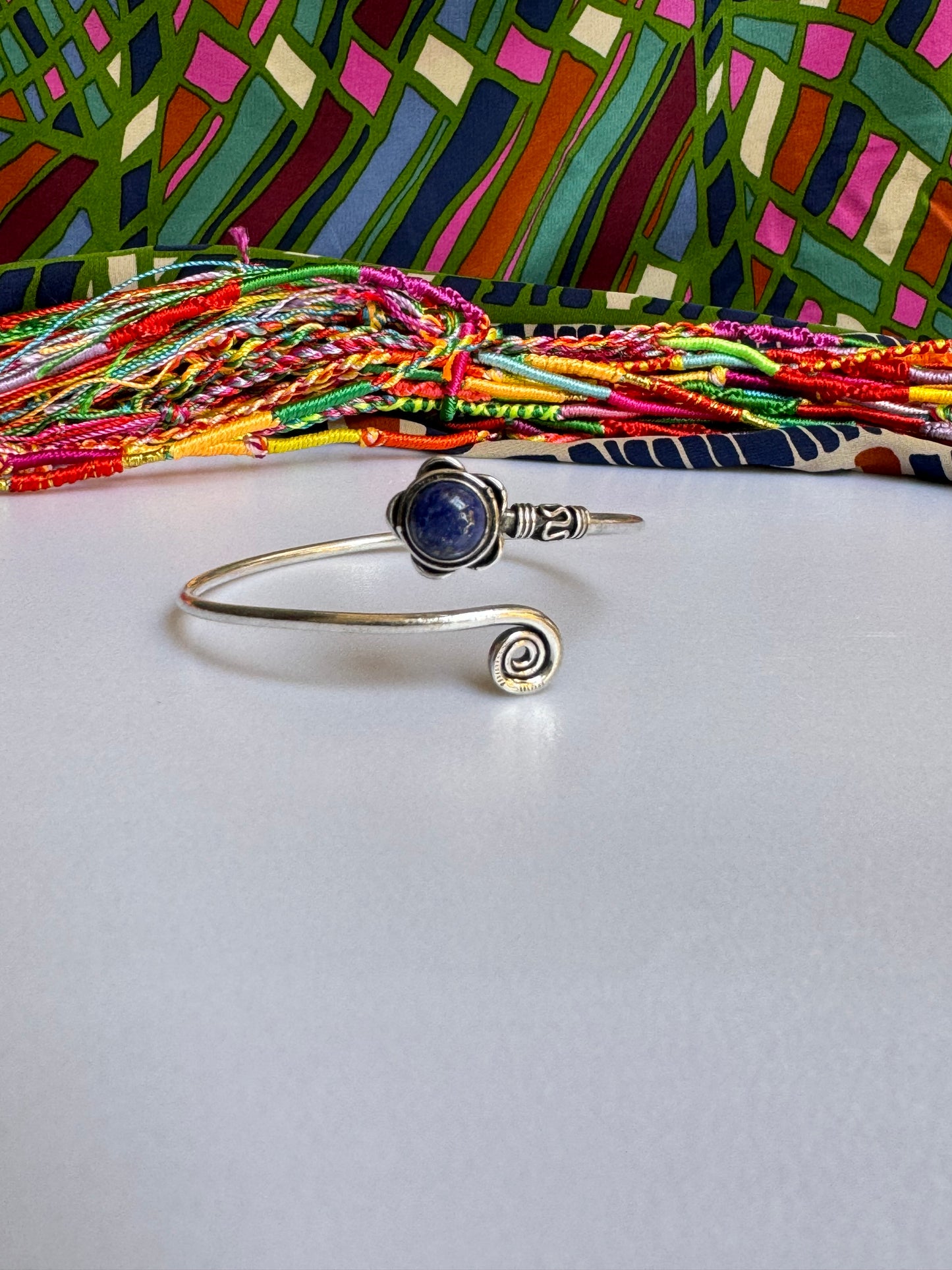 Silver lapis boho bracelet