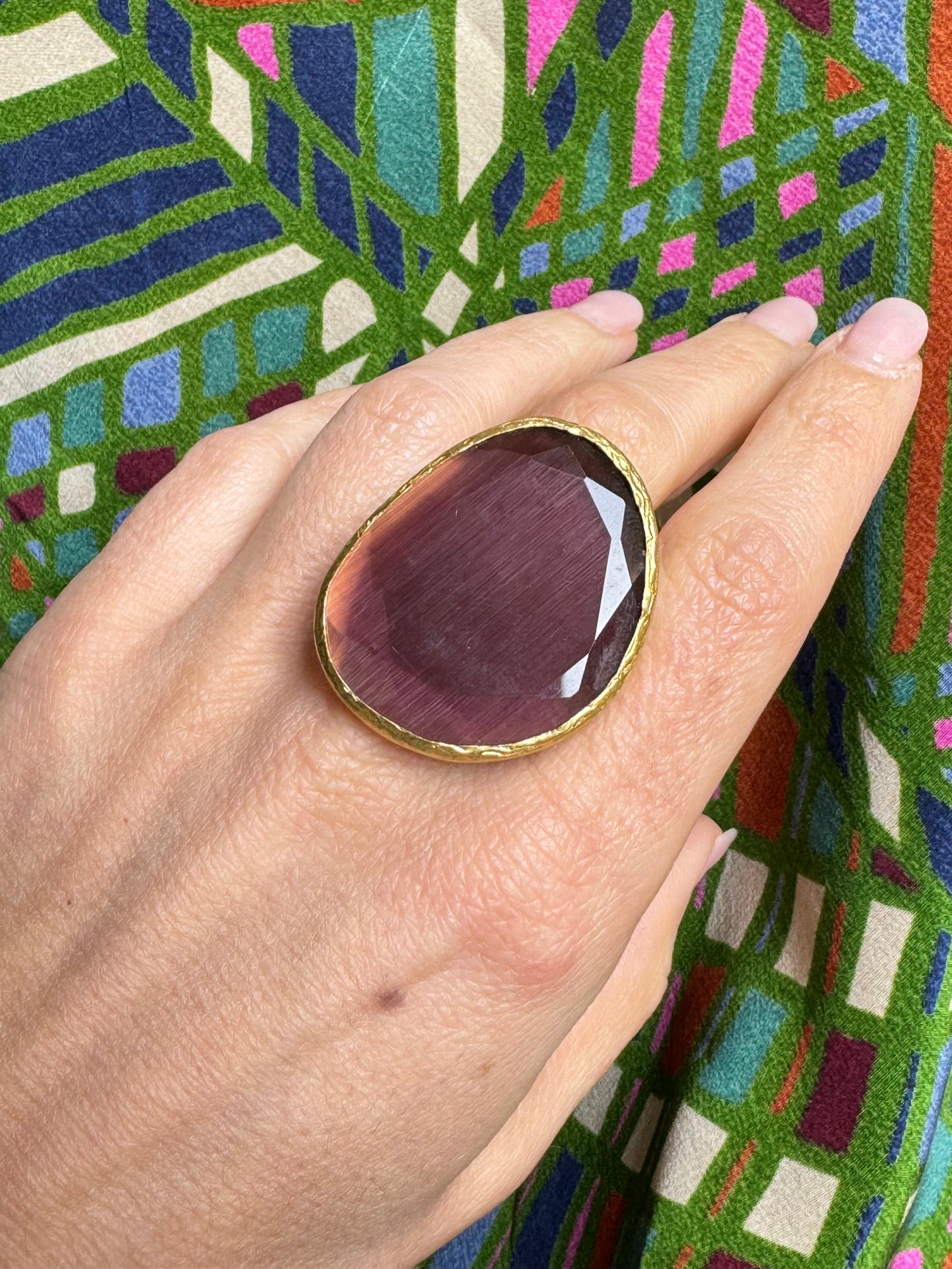 Big burgundy golden ring