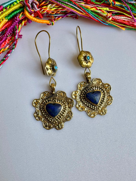 Antique vintage lapis lazuli earrings