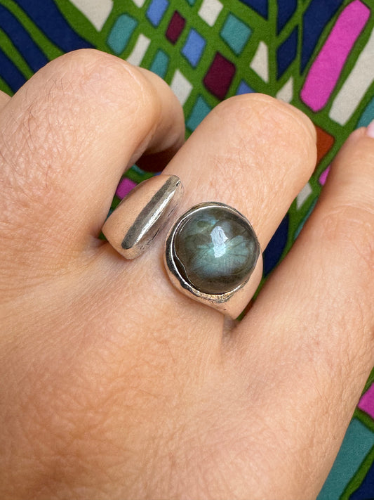 Labradorite silver boho ring