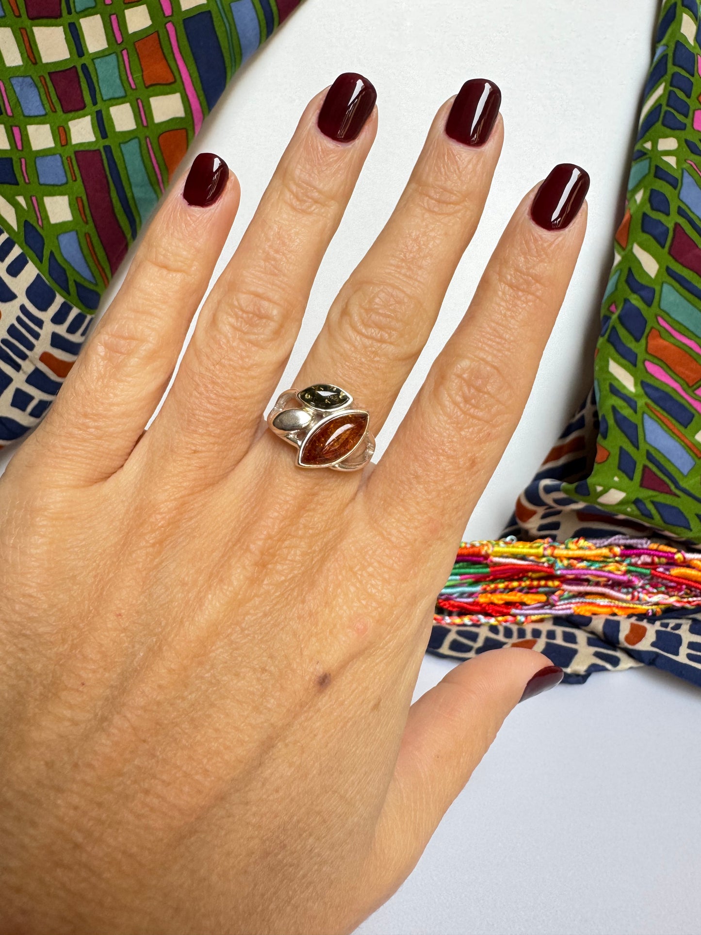 Anello argento 925 ambra misura 12 - 12AMB