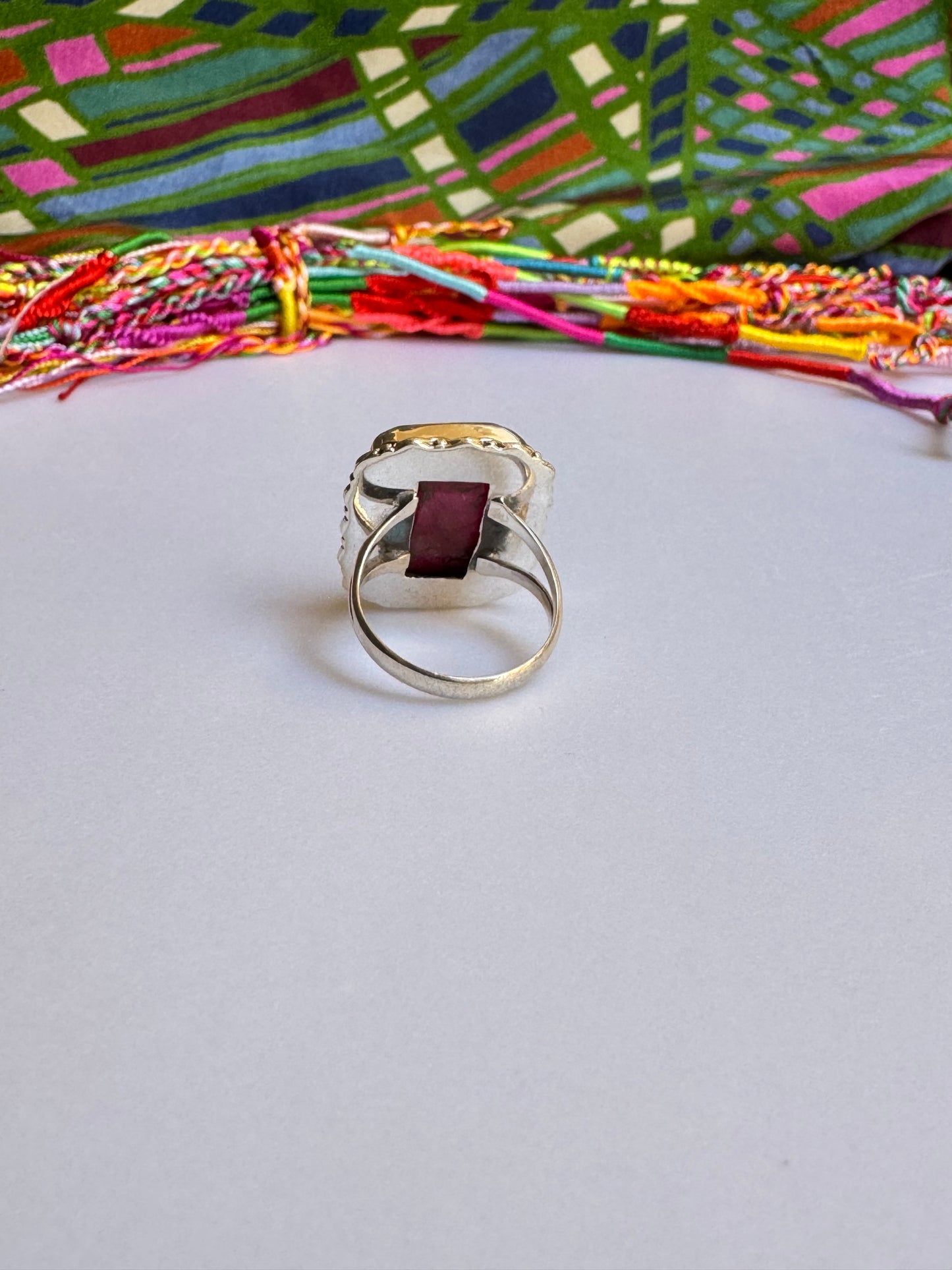 925 Silberring mit Rubinwurzel Größe 15 -X21