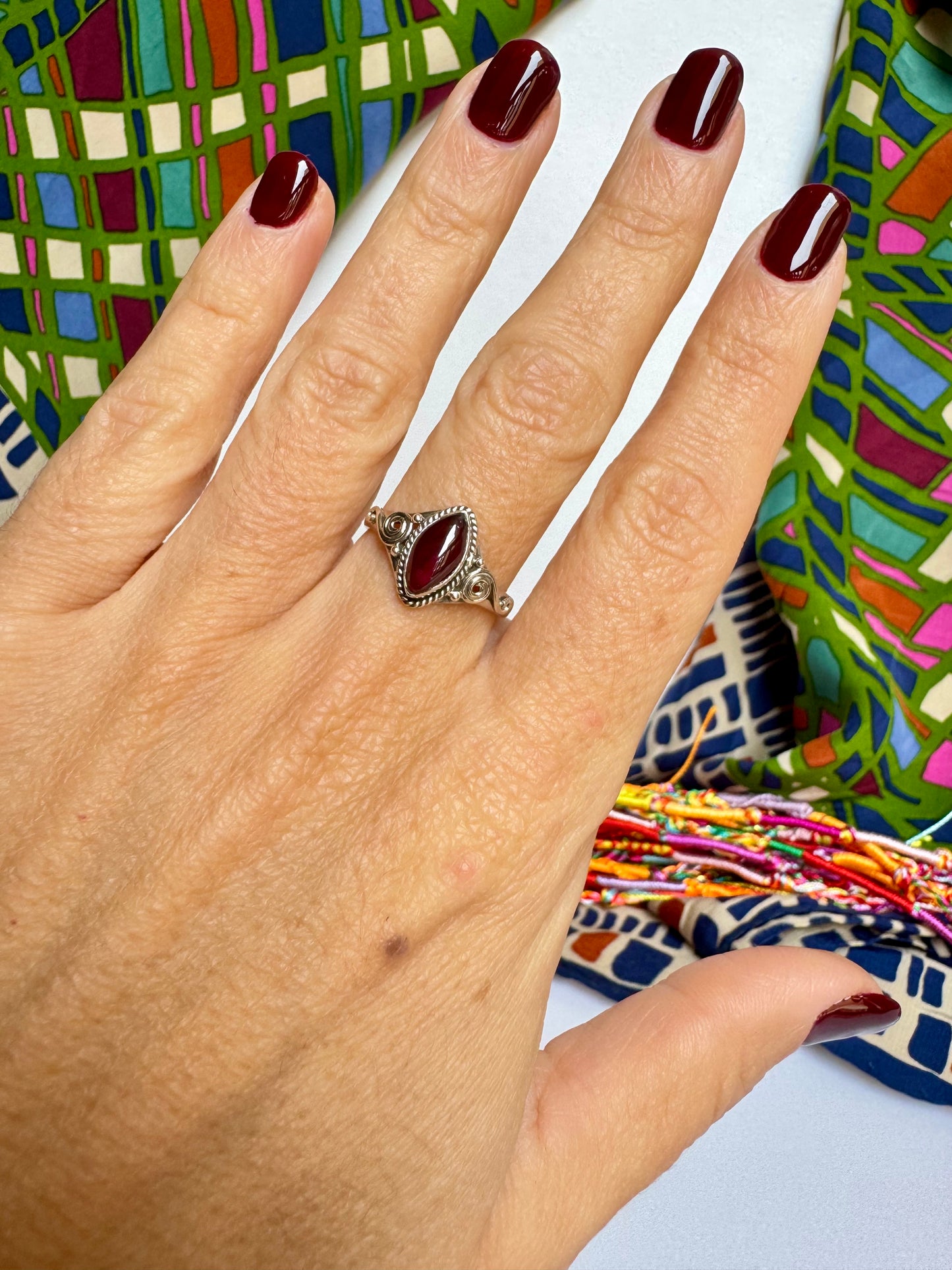 Anello argento 925 granato misura 17 - 4GR